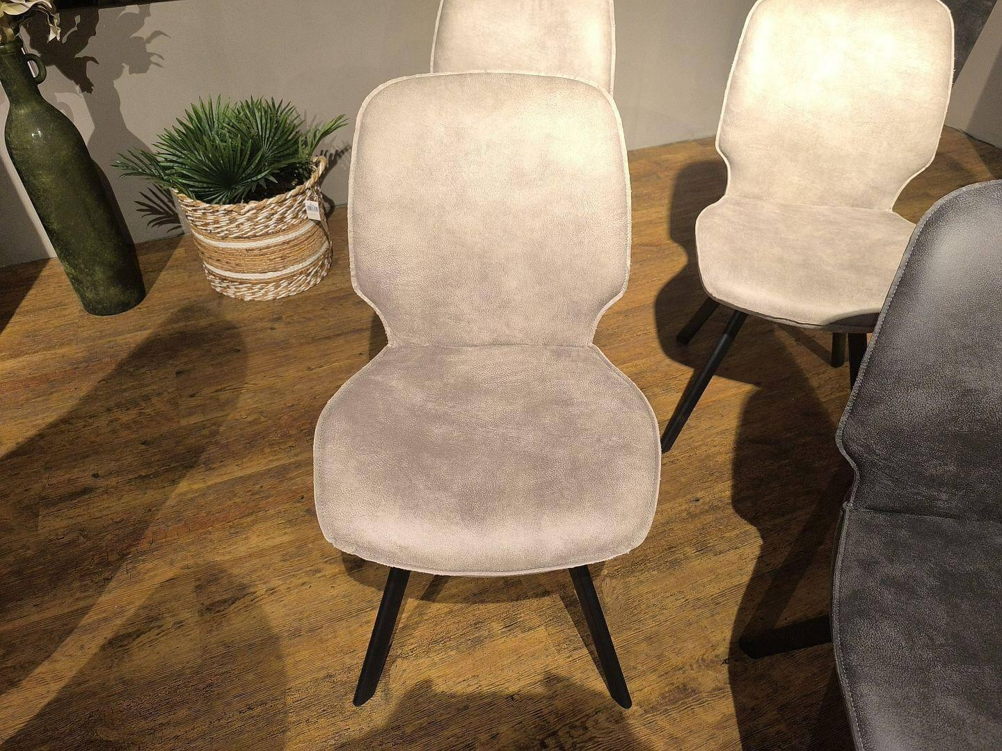 Habufa - 6er Set Stuhl Semmi Lederfaserstoff Taurus Offblack Schwarz Grau Und Kiesel Grau Gestell Metall Schwarz - 4