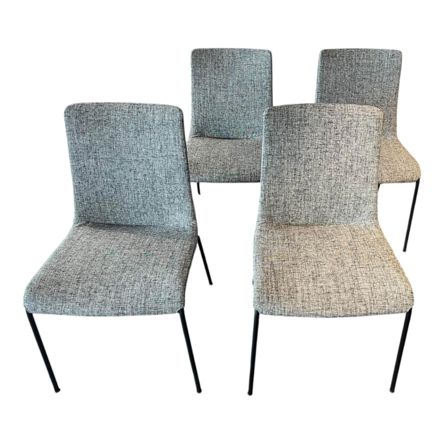 Walter Knoll - 4er Set Stuhl Liz 1302 Stoff Tao 7730 Moonlight 26 Grau Gestell Schwarz Matt Pulverbeschichtet - 1