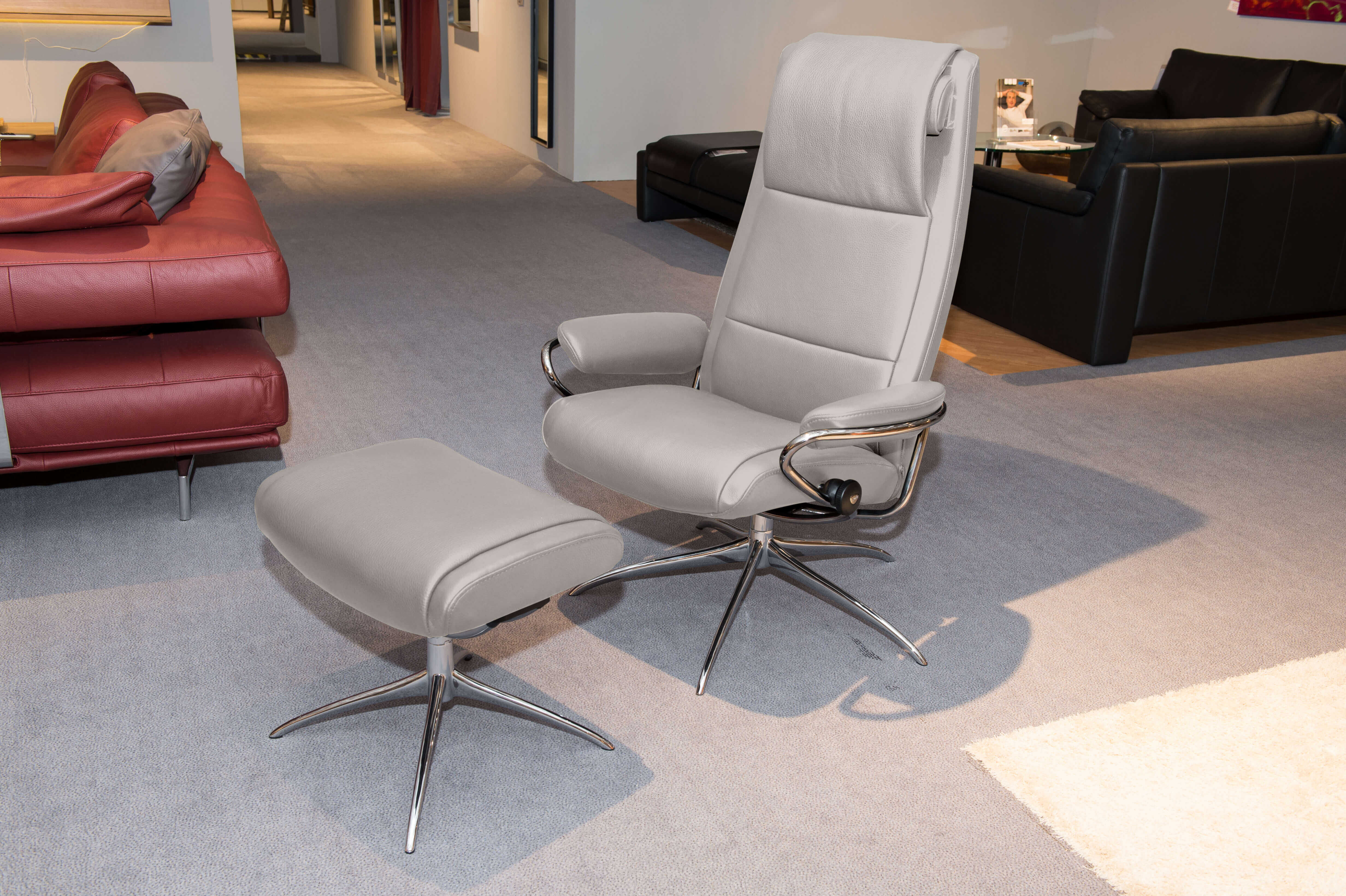 _DSC27615b19476b20fea Stressless - Sessel Paris High Back Leder Grau Cori mit Hocker - 2