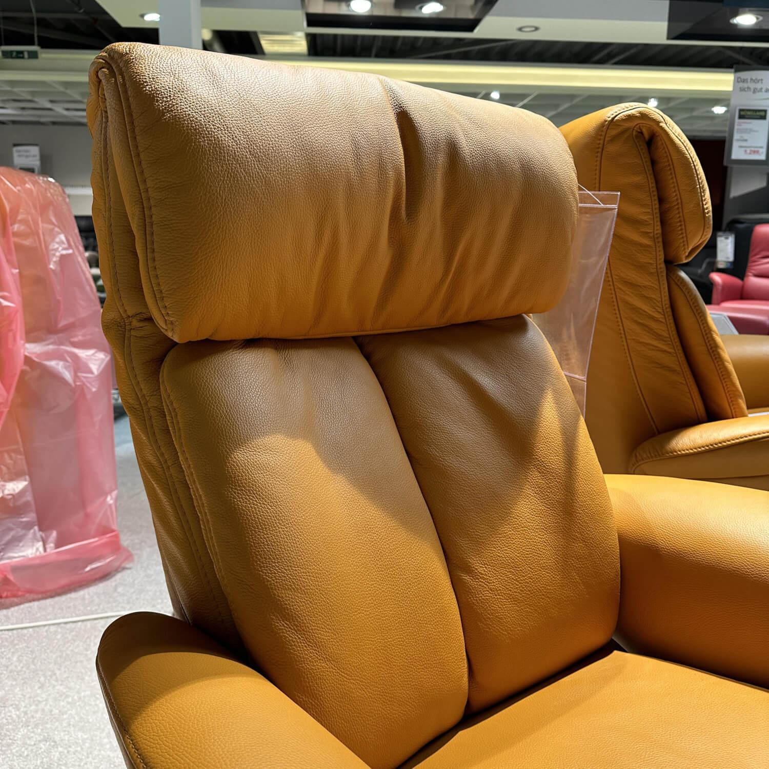 himolla - TV-Sessel M 1-Motorig 7627 Leder 24 Longru Safran Braun 66D Easy-Swing Fuß Holzteller 049 Buche Mit Edelstahlring - 4