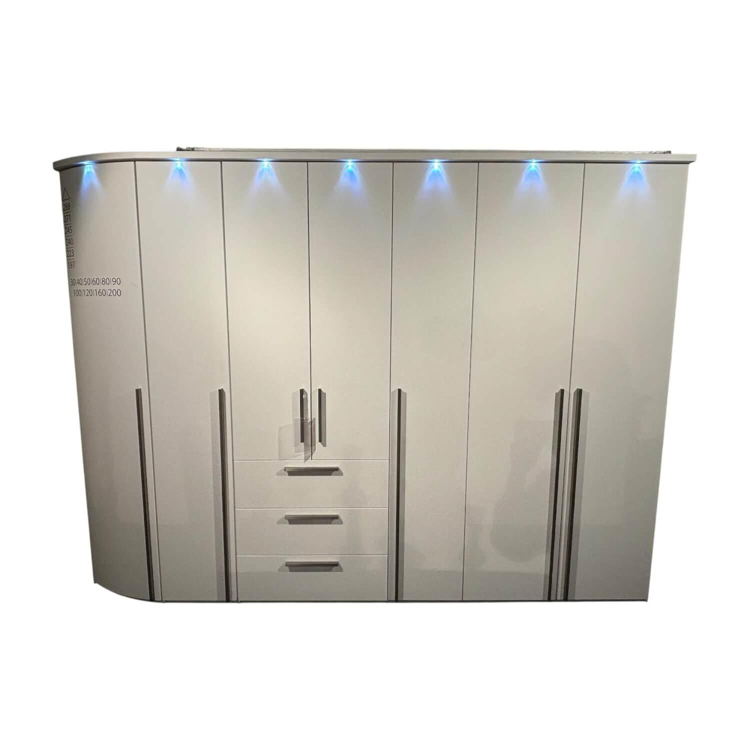 Nolte - Kleiderschrank Horizont 100 Dekor Polarweiß Winkelgriffe Edelstahl Gebürstet Mit Beleuchtung - 1