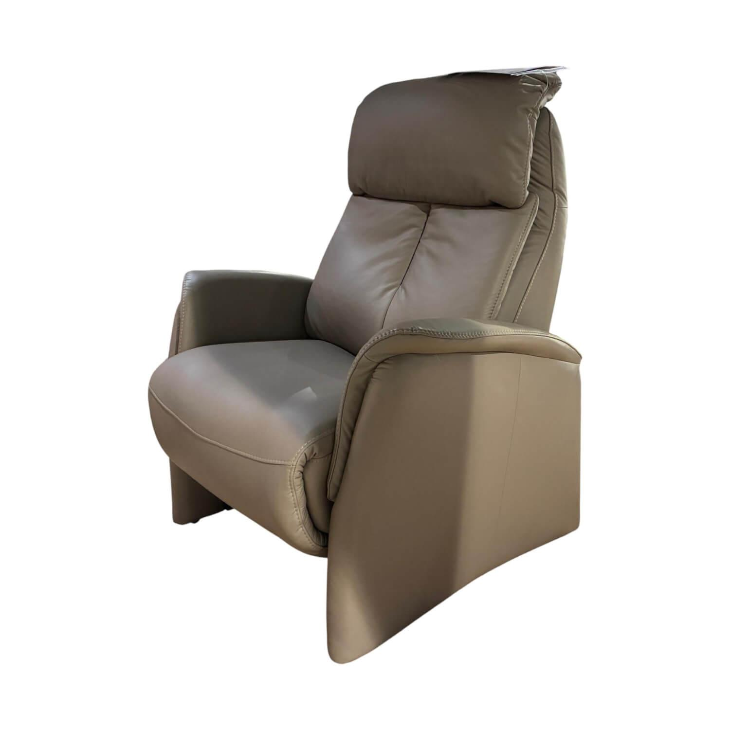 Hukla - Relaxsessel XL CM HU 1157 Leder Vivre 58 Stone Beige Grau Füße Rollen Schwarz - 1