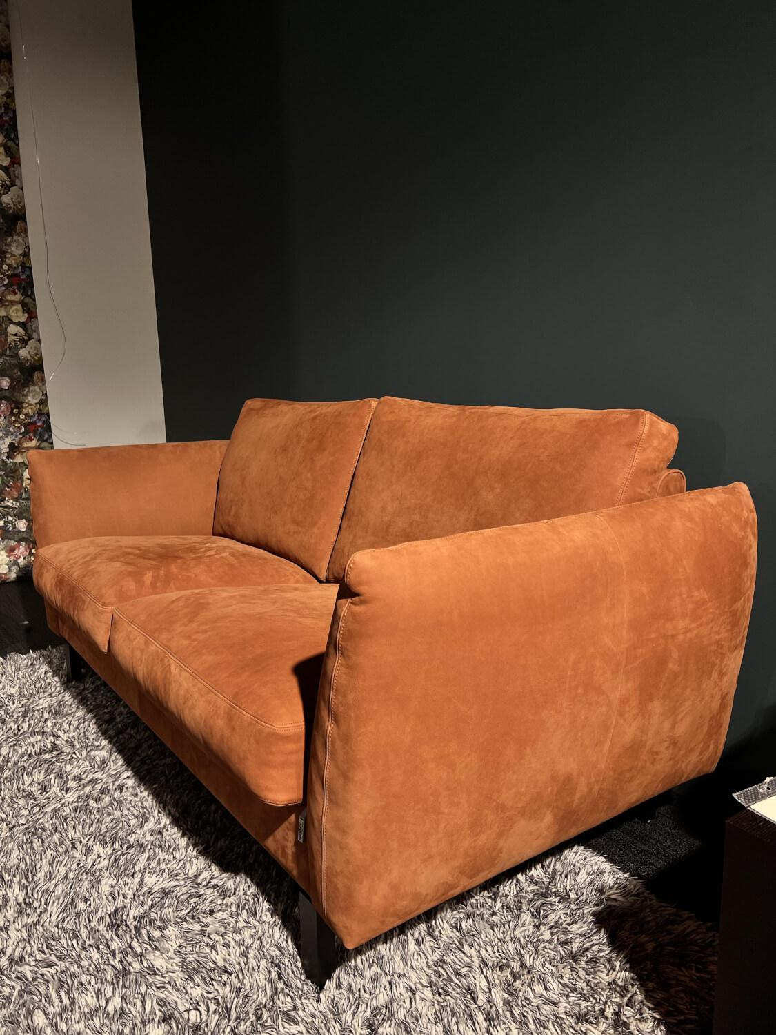 Erpo - Sofa Classic 970 Leder Velvet 516 Orange Braun Kufe 2 Buche 136 Schwarz Gebeizt - 3