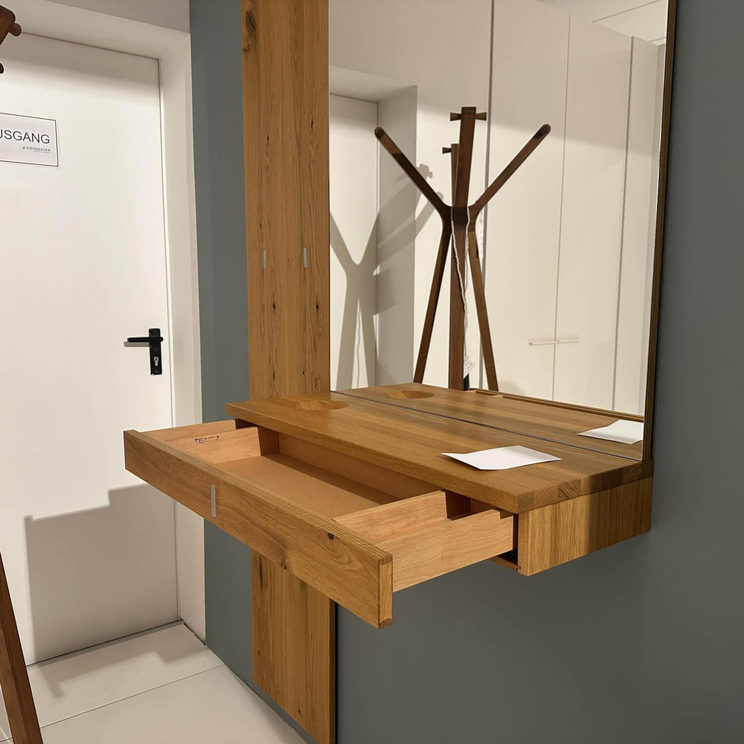 Team 7 - Garderobe Cubus Eiche Wild Naturöl Sitzauflage Leder Mittelgrau - 5
