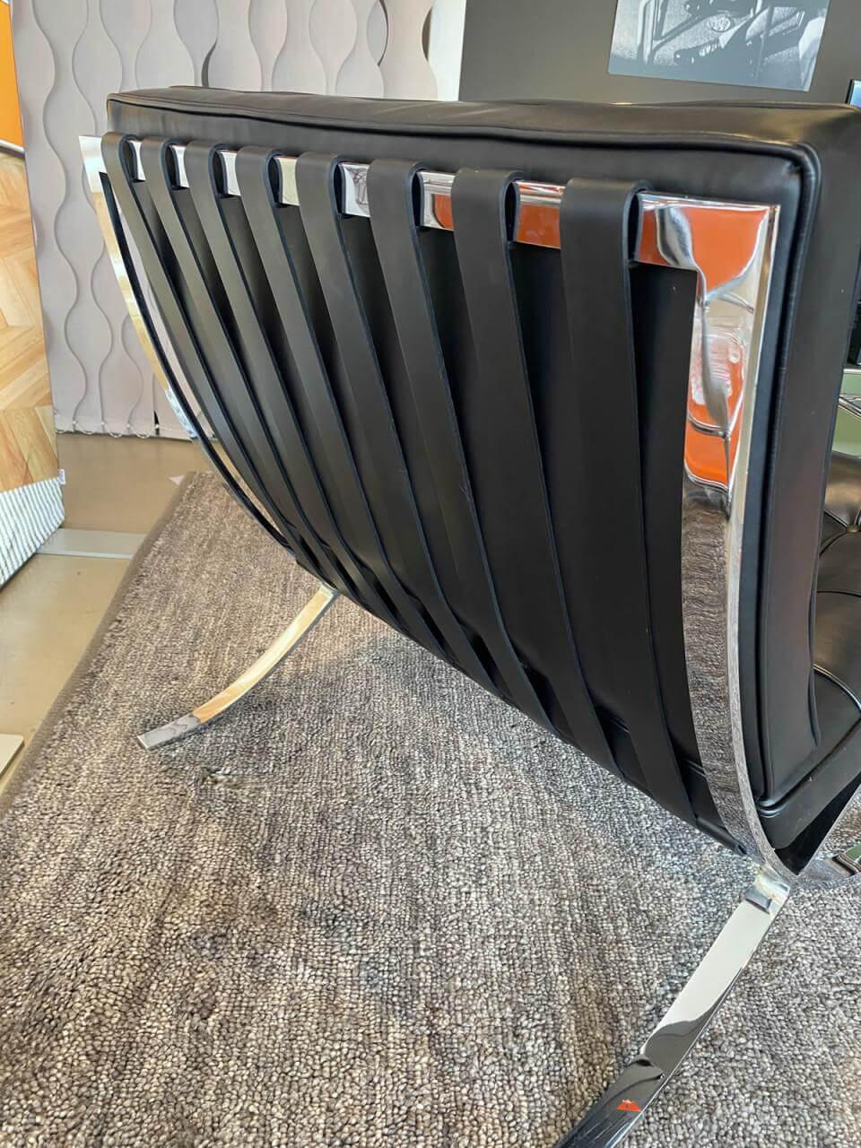 Knoll International - Sessel Barcelona Leder Venezia Schwarz Gestell Chrom Glänzend - 4