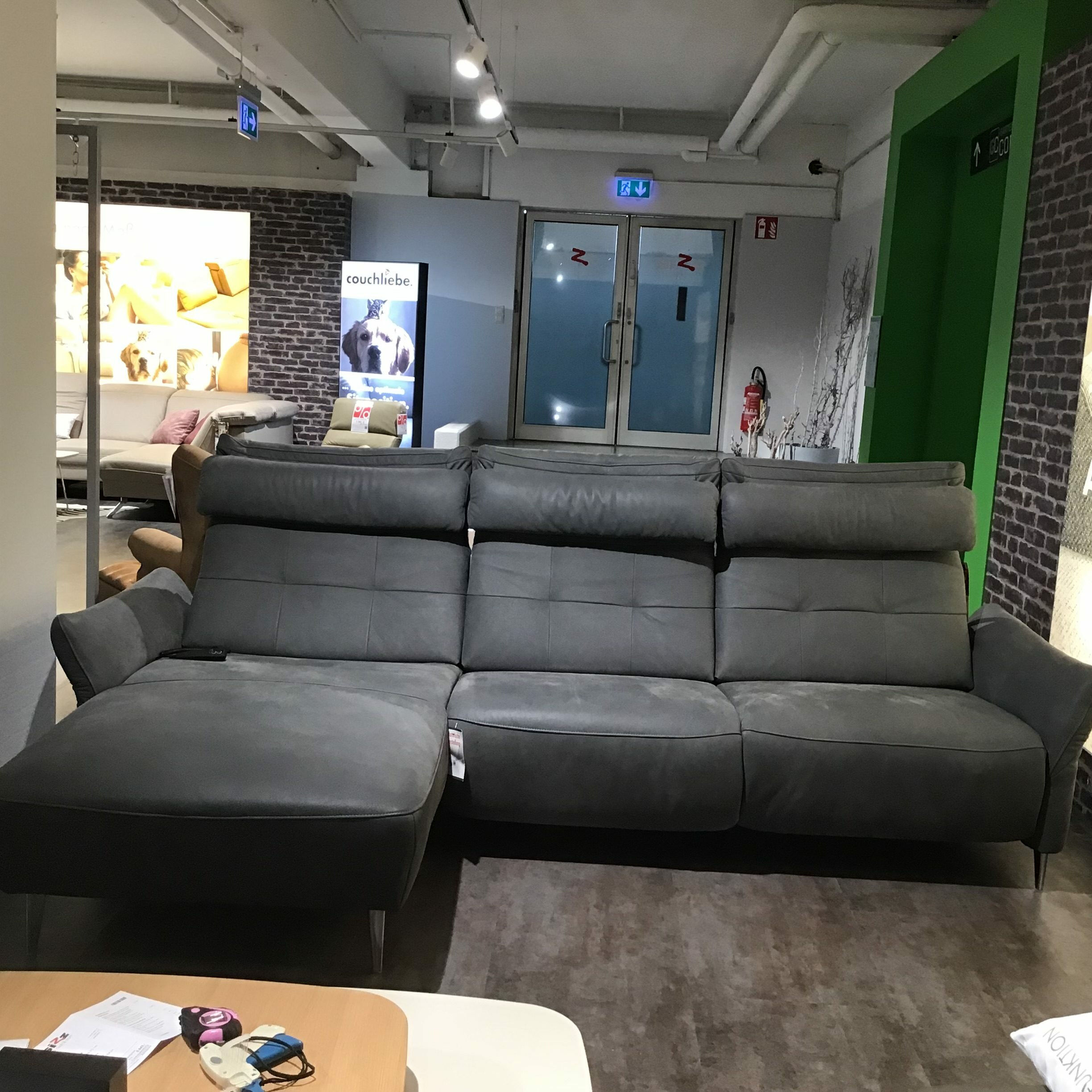 Polinova - Ecksofa Patras Leder Aurelia Graphit Grau Füße Aluminium Poliert mit Verstellfunktionen - 5