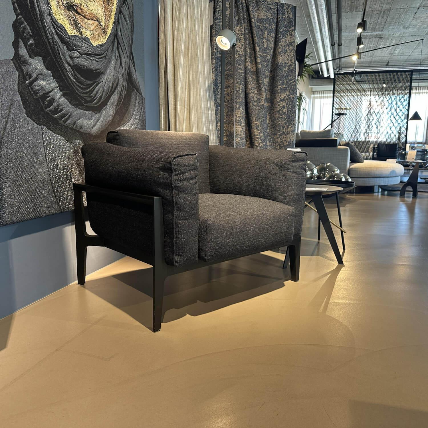 COR - Sessel Elm Stoff 7257 Jeansblau Blau Gestell Eiche Massiv Dunkel Geölt Inklusive Kissen - 6