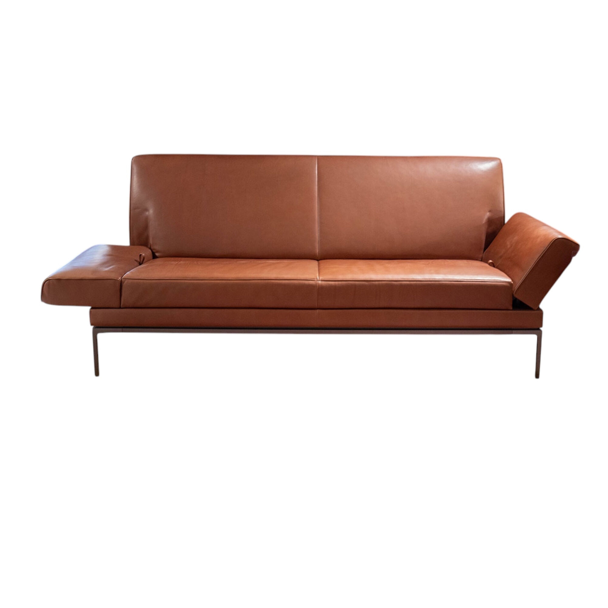 Jori - Sofa Glove Pure Leder Lolita Cognac Braun Gestell Bronze Matt Pulverbeschichtet - 1