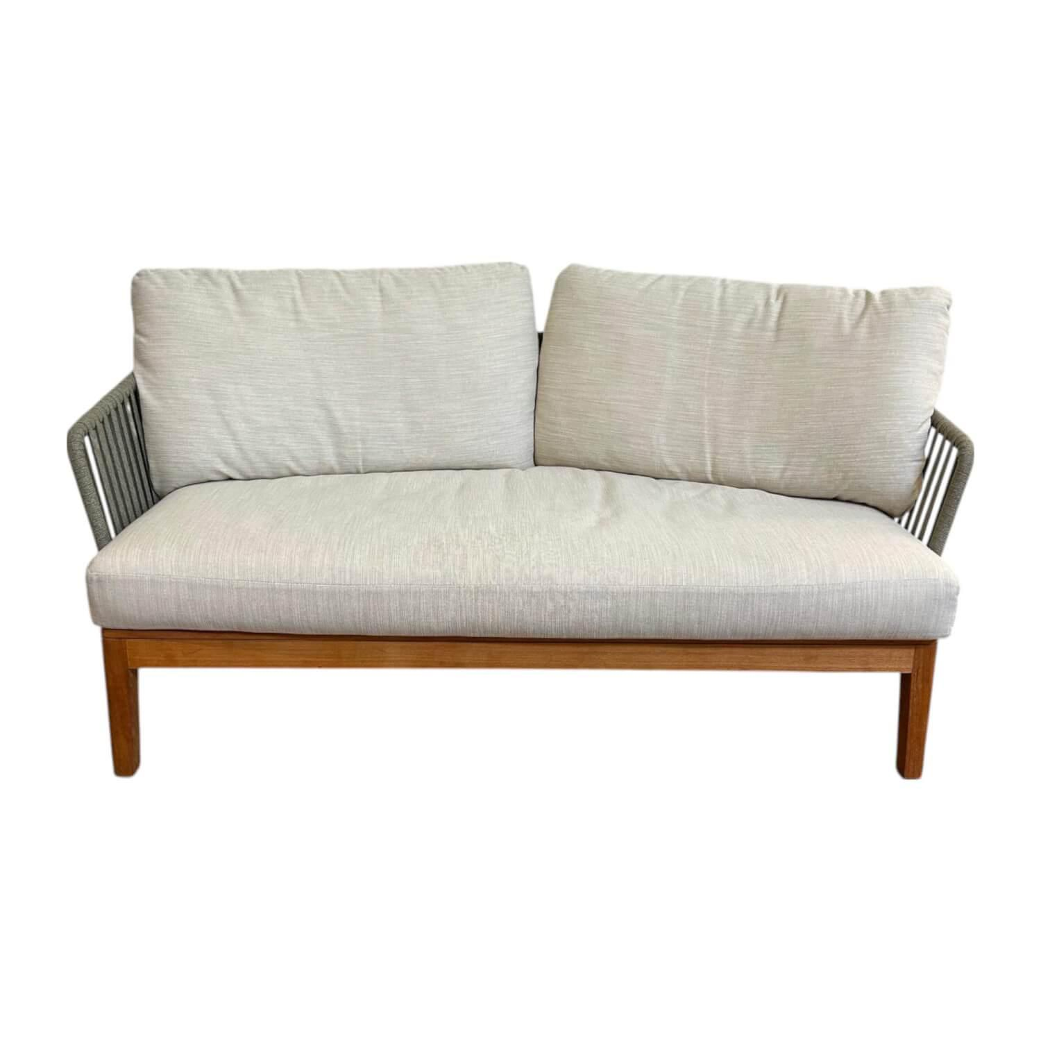 Tribù - Outdoor Sofa Mood Sitzkissen Stoff Natural Beige Gestell Teakholz Rückenlehne Geflecht Moss Grün Grau - 1