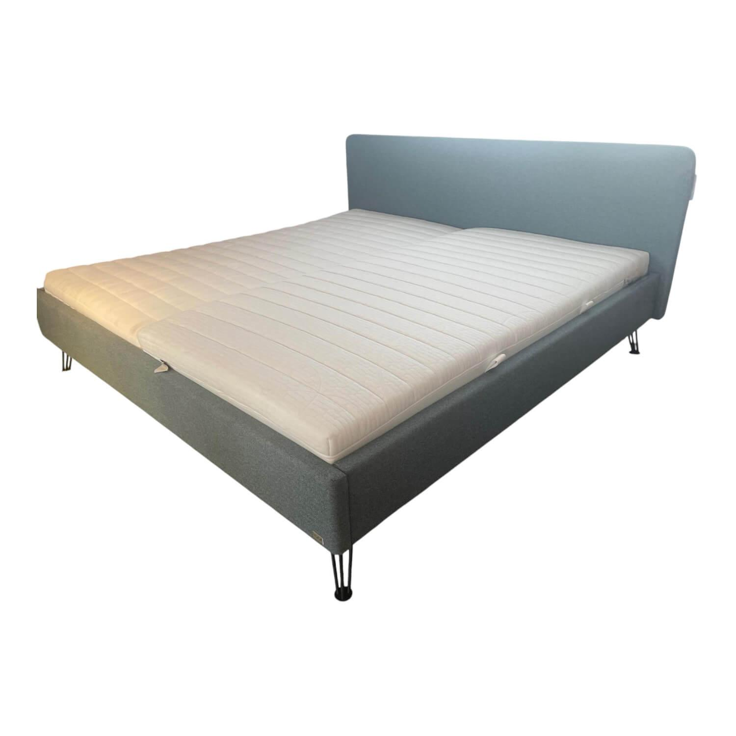 Hasena - Bett Ciara 7121 218 Stoff Kitana Aqua Himmelblau Grau Blau Füße Fasio Anthrazit ohne Rost ohne Matratzen - 1