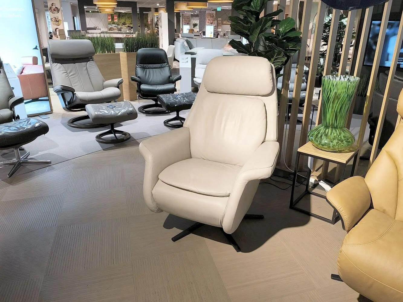 Stressless - Relaxsessel Sam Leder Paloma 37 Frog Creme Base 45 Gestell Matt Schwarz - 9