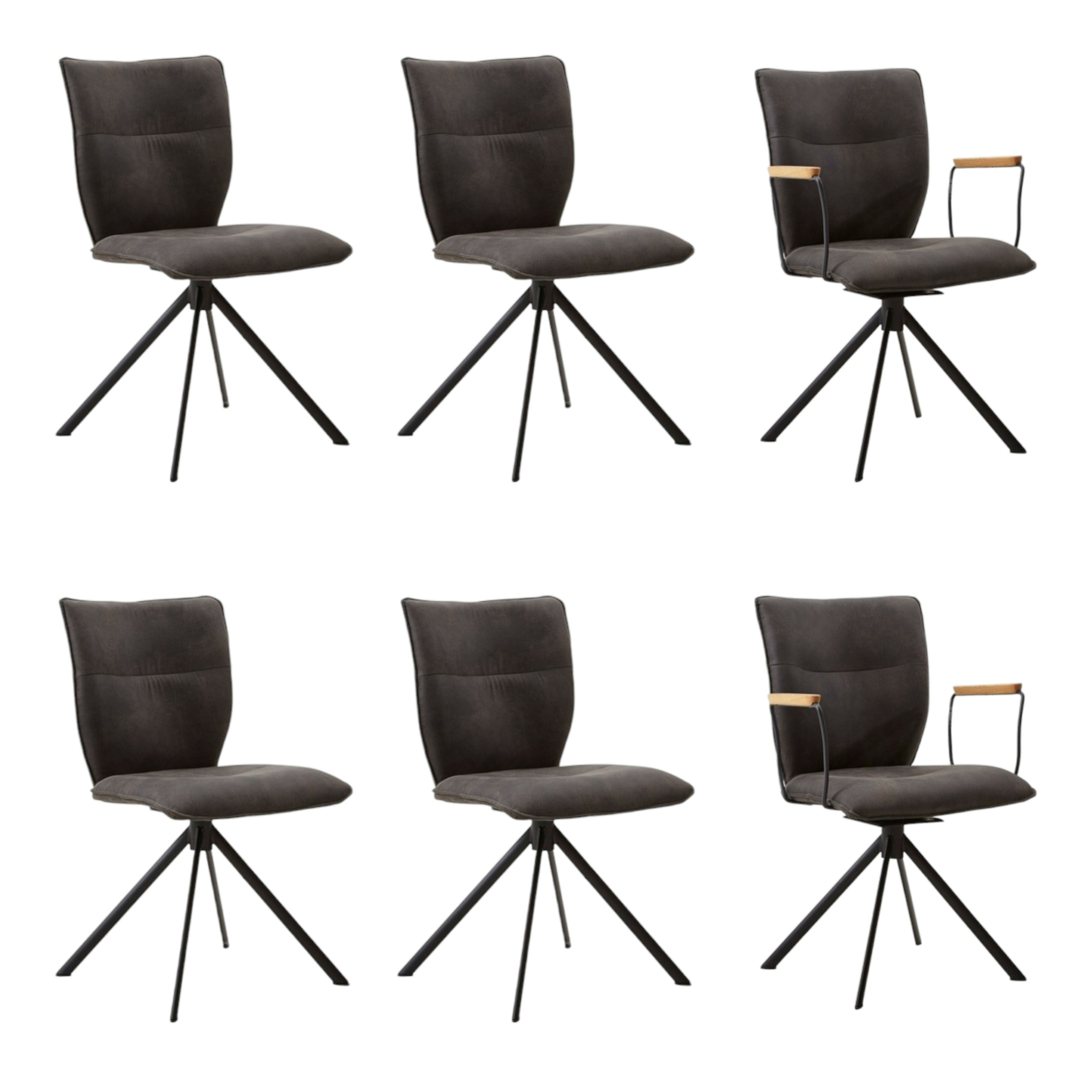 Natura - 6er-Set Stuhl Nottingham Stoff Aberdeen Anthrazit Gestell Eisen Schwarz - 1