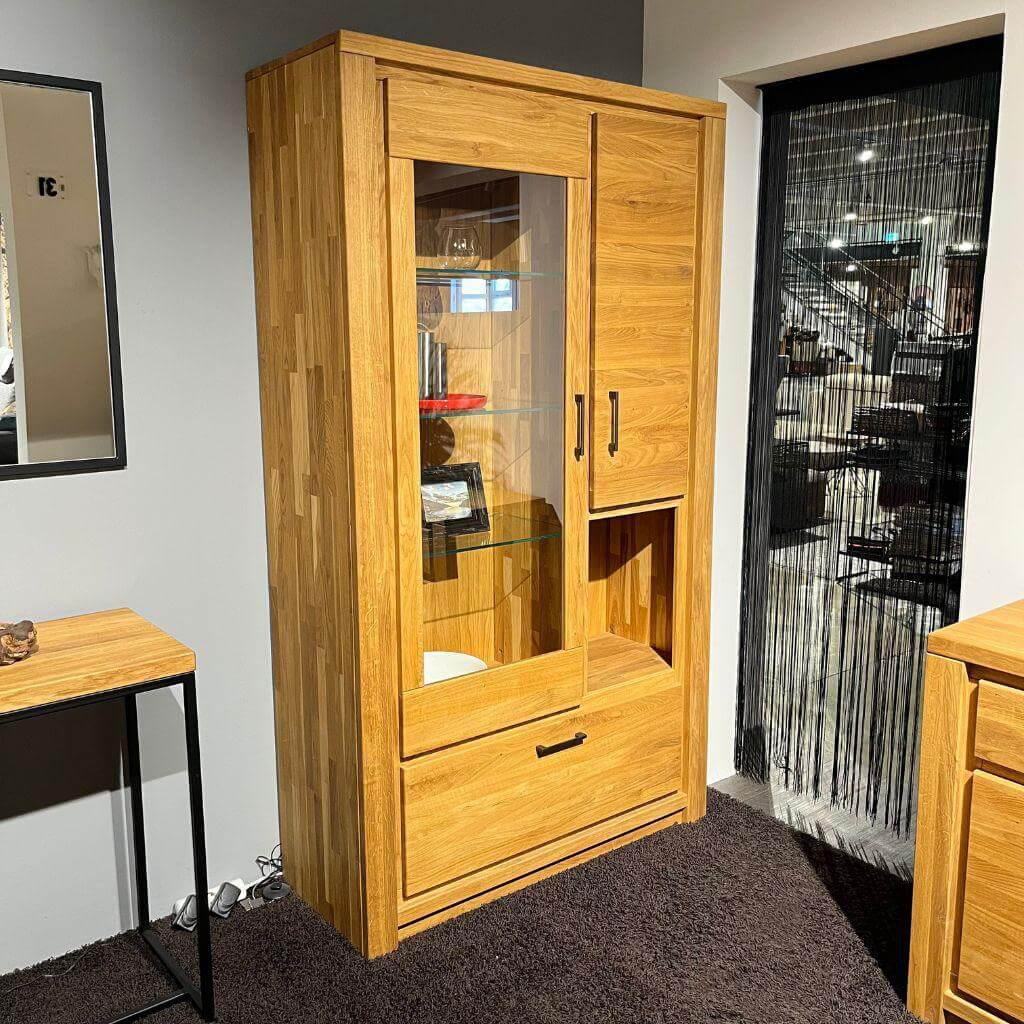 Natura - Vitrine Farmingdale Oberfläche Natur Eiche Geölt GriffeMetall Schwarz - 3