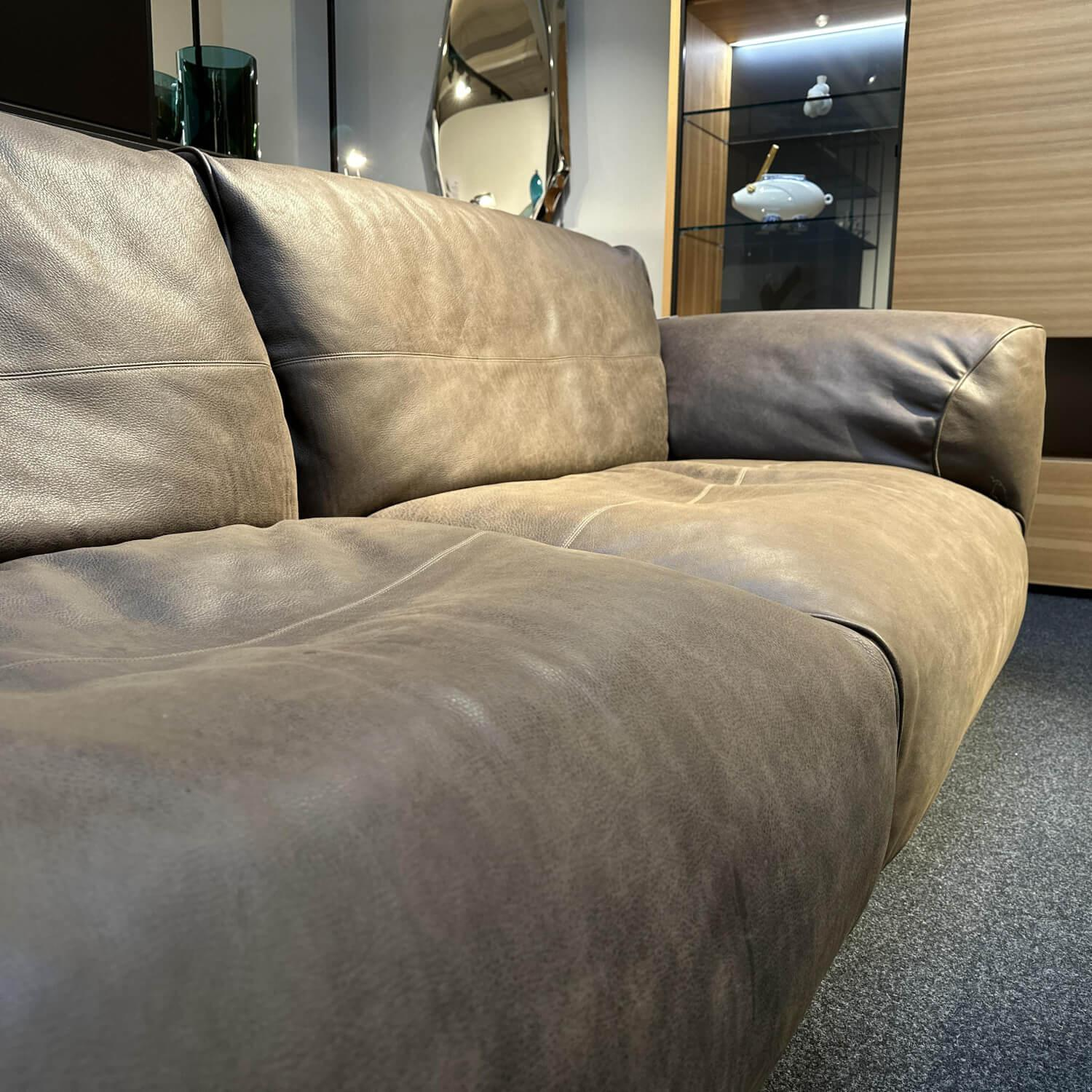 Edra - Sofa Grande Soffice Leder PLX 9621 Braun Füße Kunststoff Inklusive Hocker - 6