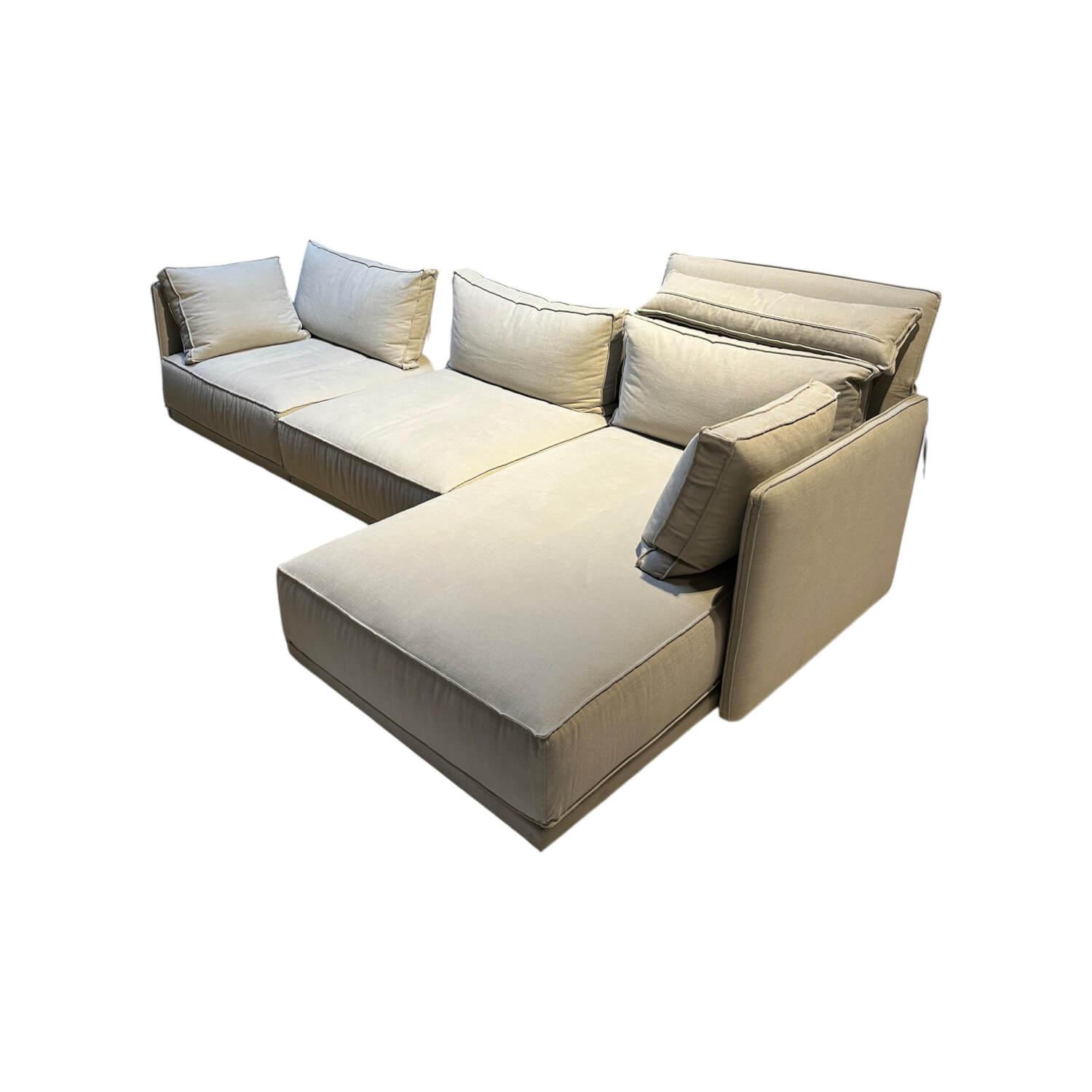 IP Design - Ecksofa Cube Lounge Stoff Hot Madison CH1249 095 Creme Füße Holz Schwarz Lackiert Inklusive Kissen - 1