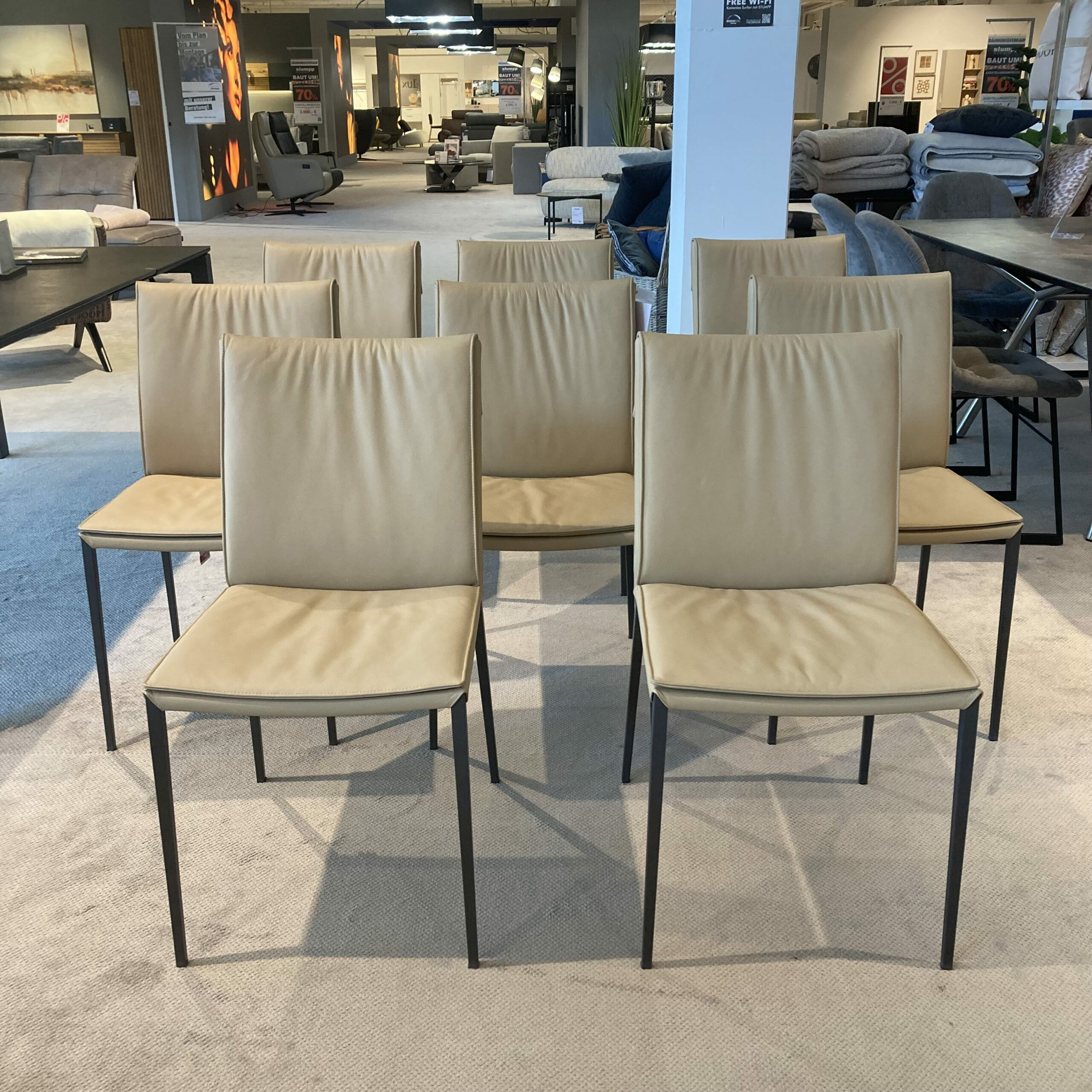 Cattelan Italia - 8er Set Stuhl Isabel Softleder Safari Beige Füße Metall Graphit Anthrazit Matt  - 6