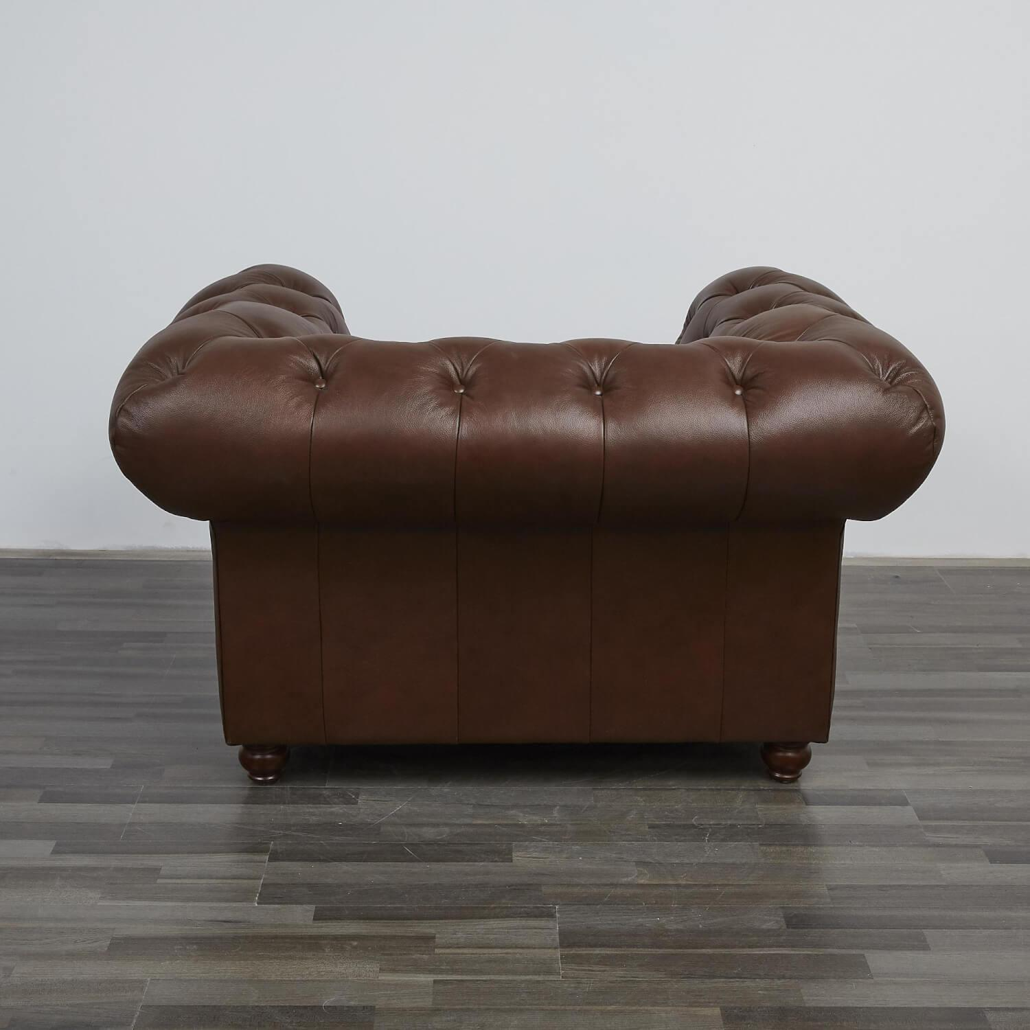 Max Winzer - Sessel Old England In Chesterfield Stil Leder Braun Gestell Holz - 10