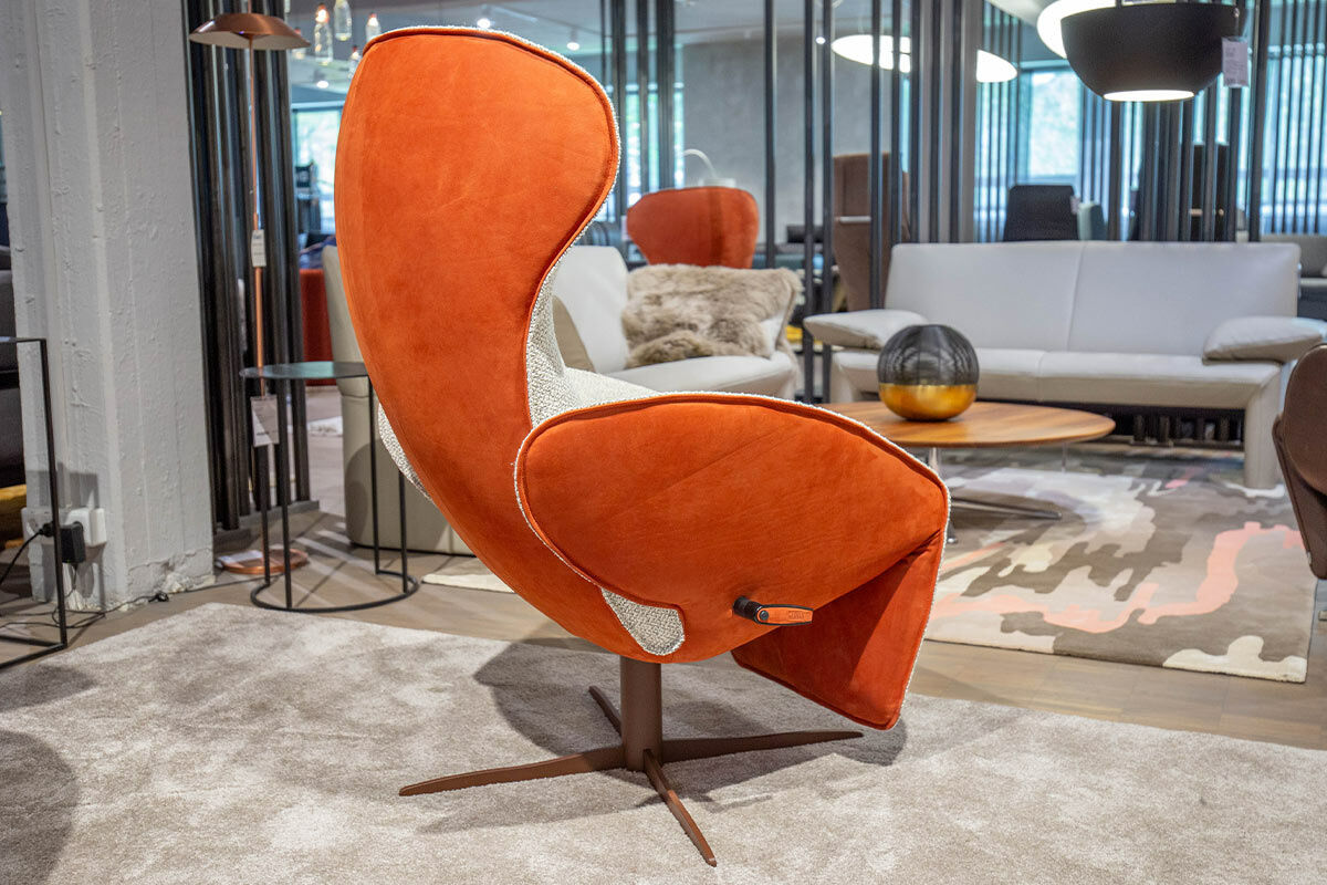 Jori - Relaxsessel Daydreamer Mono-Move Medi Innen Stoff Thuile C0001 Cremeweiß Außen Leder Nubuck Rosso Orange - 9