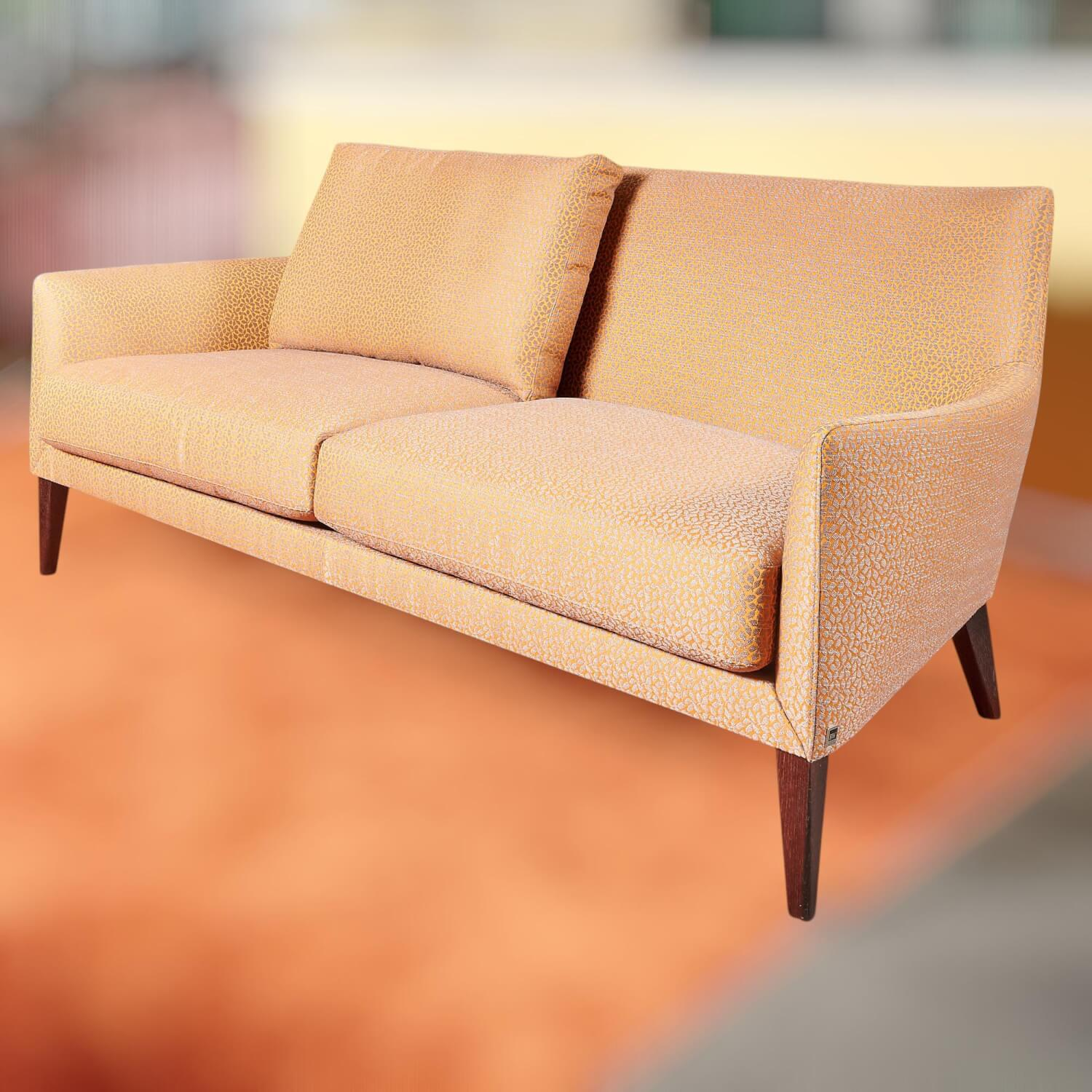 Bielefelder Werkstätten - Coco Sofa 2/80 Stoff Natura 9-2461-060 Orange Grau Füße Braun - 3