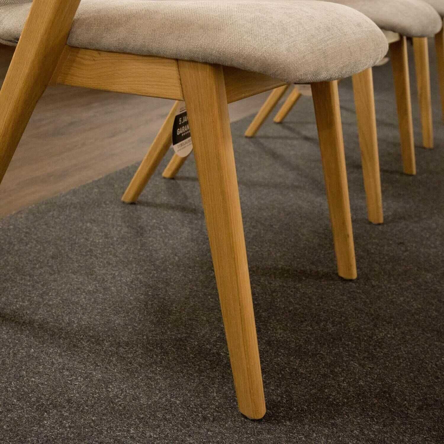 Venjakob - Stuhlgruppe Mit 1 Bank Und 3 Stühlen Stoff Beige Gestell Eiche Massiv Rustico Hell Geölt - 3