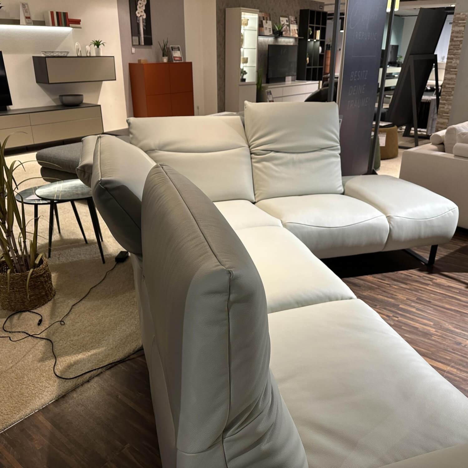 DFM - Ecksofa CR Victoria Leder WM Light Grey Fuß MR2 Schwarz - 9