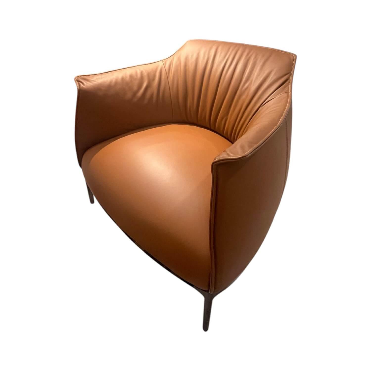 Poltrona Frau - Sessel Archibald Leder Soulful Joe Braun Gestell Nickel Brüniert - 1