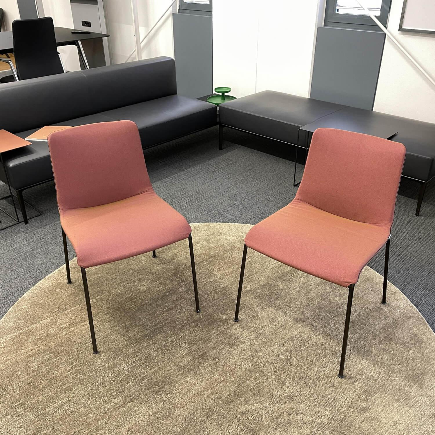 Walter Knoll - 2er-Set Stuhl Liz 1300 Stoff Steelcut Trio 333 Rot Gestell Bronze - 3