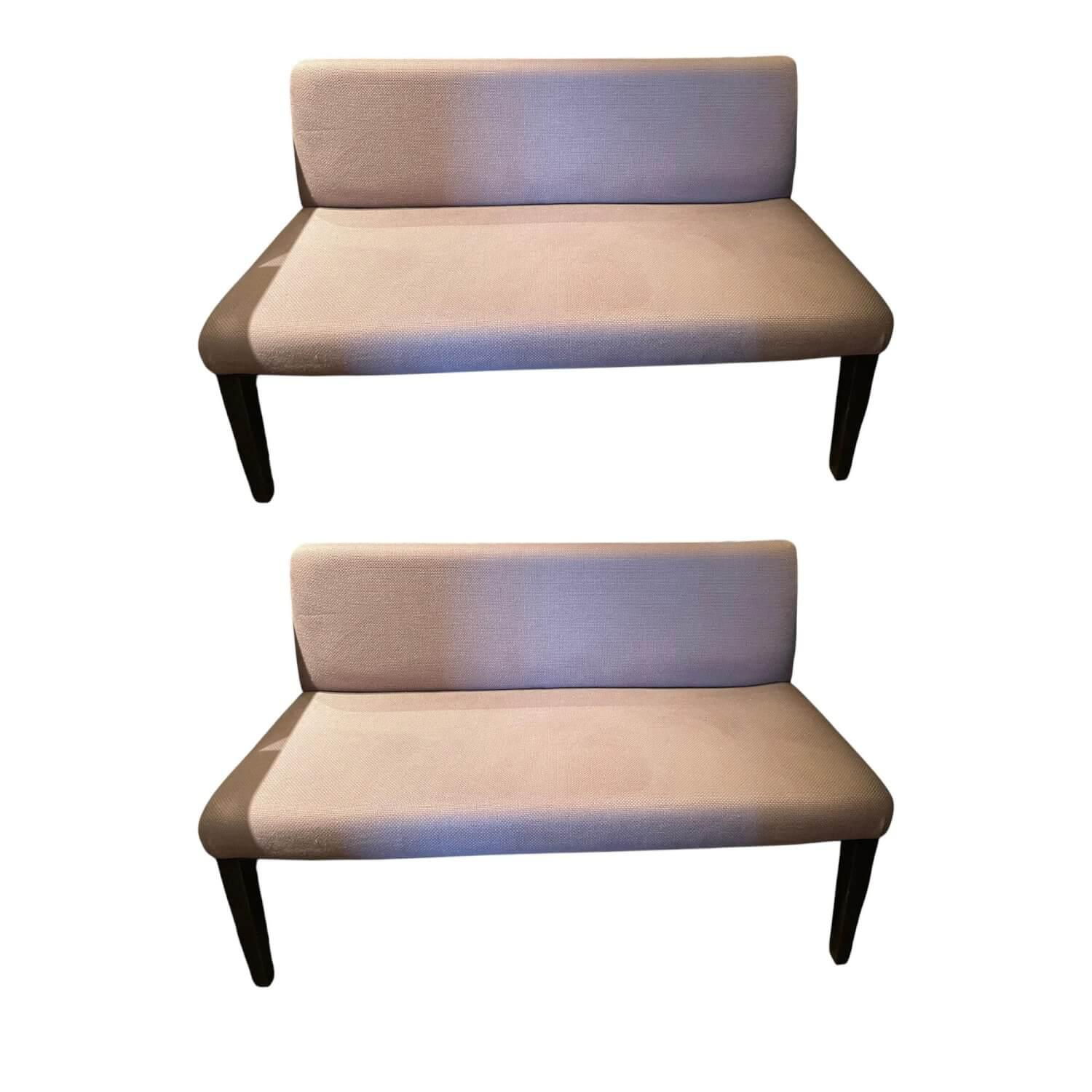 Promemoria - 2er-Set Sitzbank Isotta Cyclam Leder Und Stoff Dunkelviolett Violett Füße Schwarz - 1