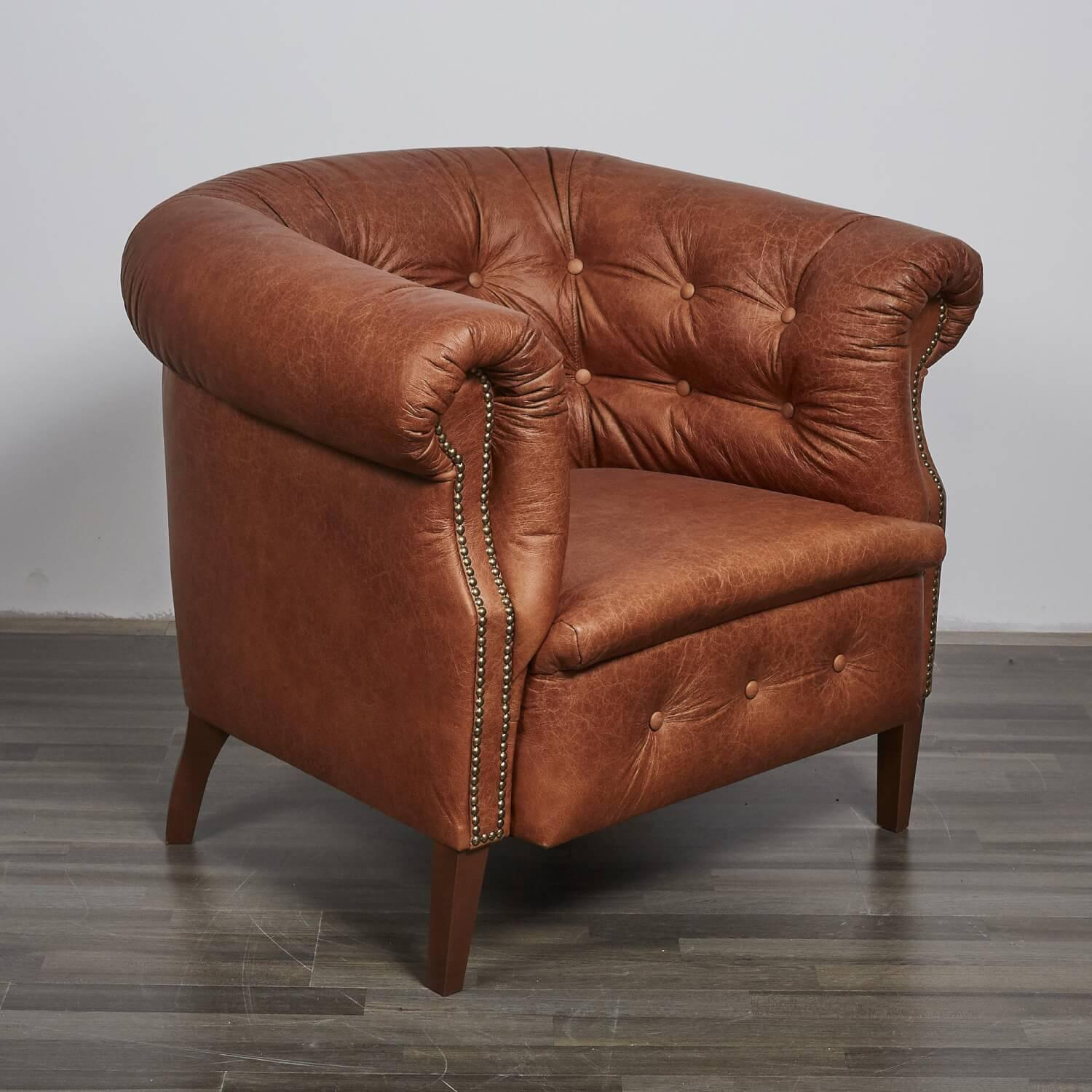 Max Winzer - Sessel Leder Braun Gestell Holz - 3