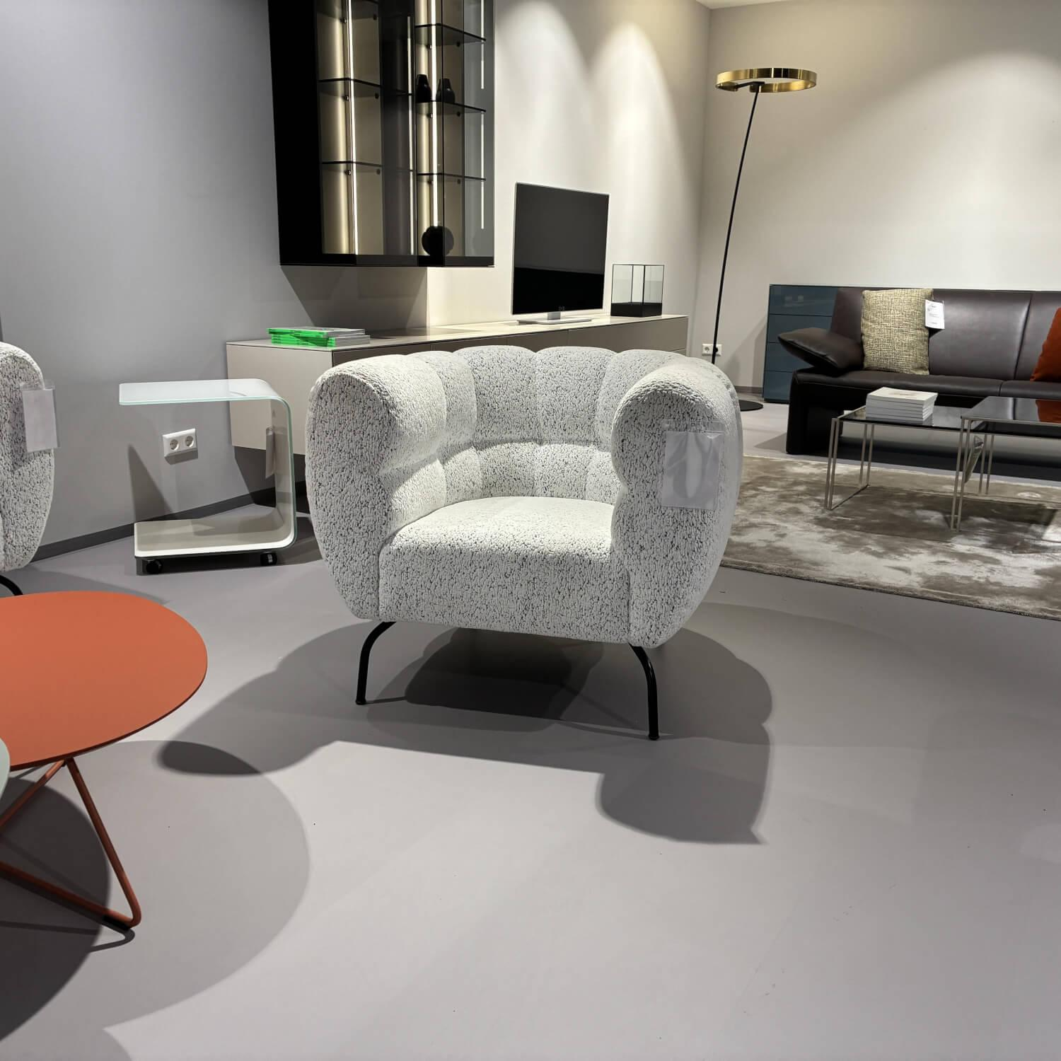 Brühl - Sessel Magnolia Stoff 6450 49 Weiß Grau Gestell Metal Schwarz Lackiert - 5