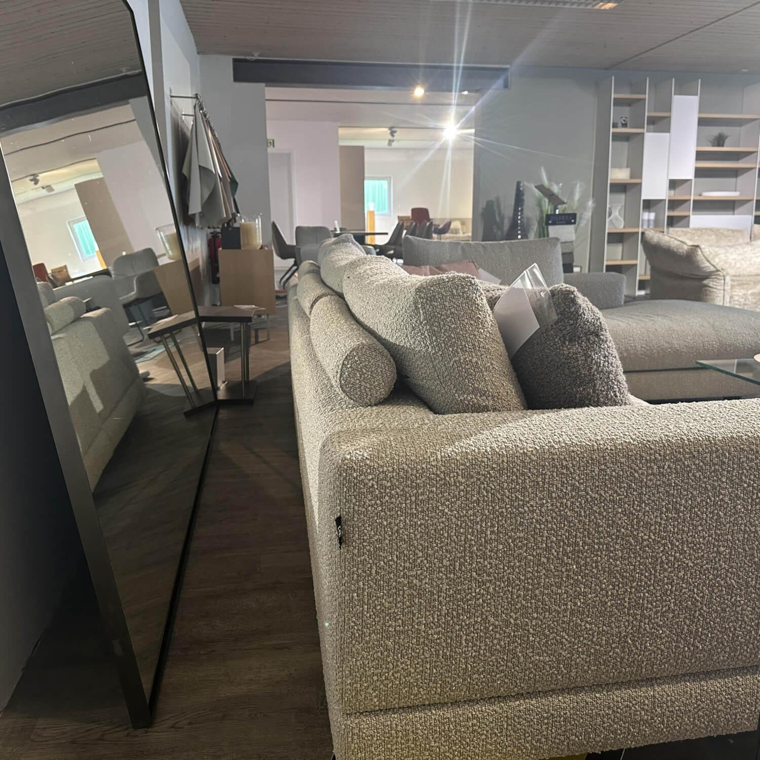 Contur - Ecksofa Cuneo 120 Kubisch Stoff 56 30 Universe 019 Greige Grau Beige Mit Verdeckten Gleitern Inklusive 2 Kissen - 2