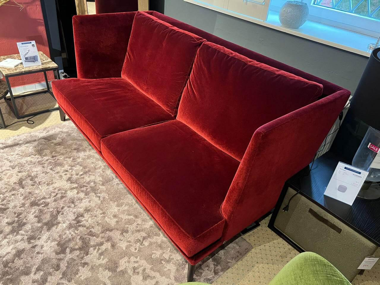 Bielefelder Werkstätten - Lounge Sofa Polo BW-162-3000 Stoff Emilia BW 1762-111 Rot Füße Holz Wengefarbig Gebeizt - 3