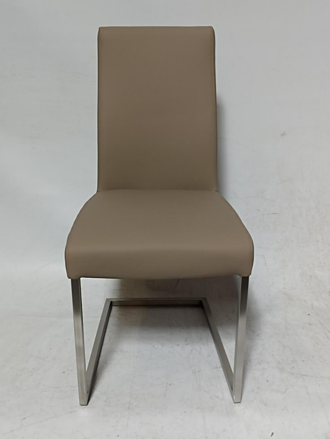 Lavida - 4er-Set Stuhle Freischwinger Diverso Leder Toledo Mastic Grau Beige Gestell Quadratrohr - 6