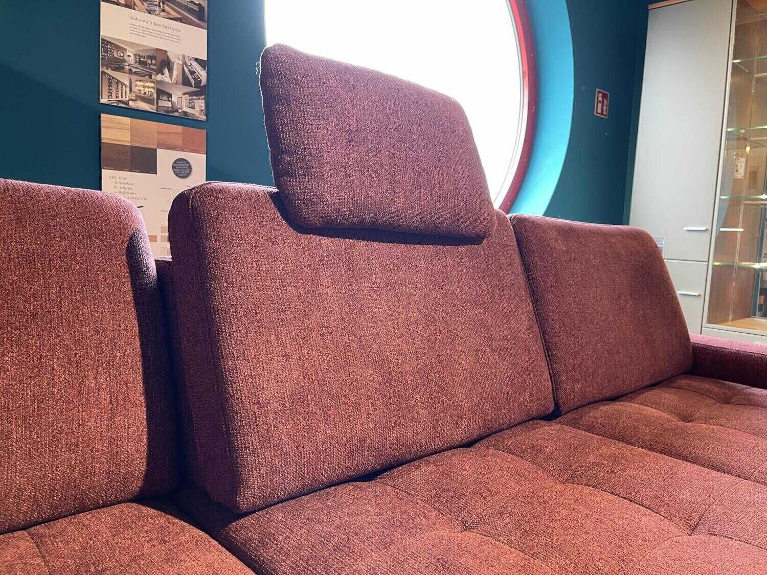 Steinpol - Eckgarnitur Tortona Stoff Amy Marsala 31 PG 12 mit Schlaffunktion - 5