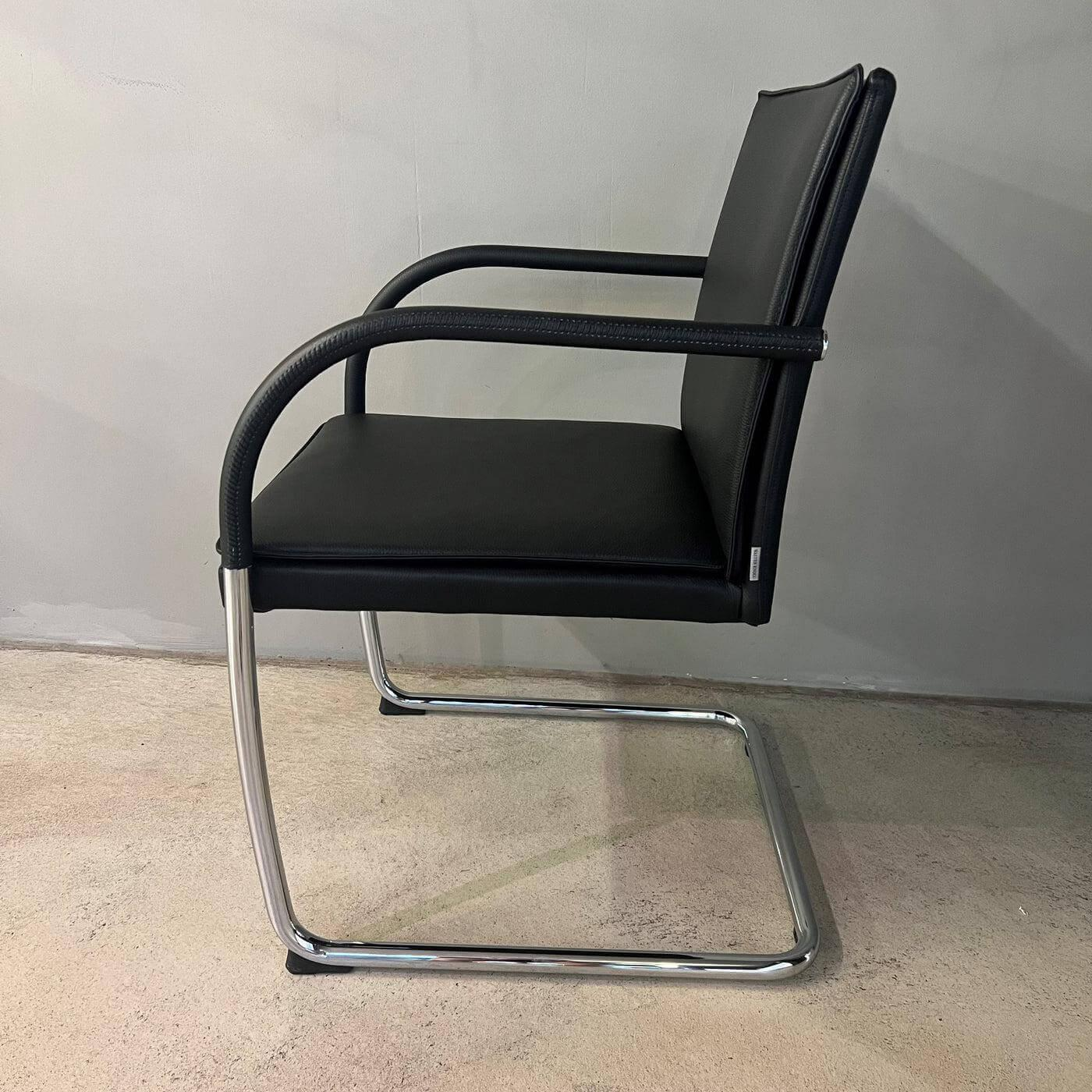 Walter Knoll - Stuhl George 1567 Leder Select 40 Schwarz Gestell Rundrohrstahl Hochglanz Verchromt - 4