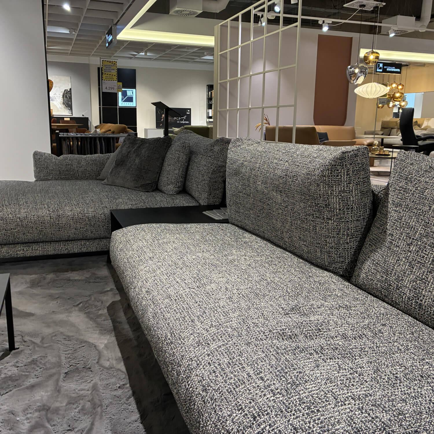 WK Wohnen - Sofa WK 590 Stoff Nizza 92 Stahl Grau Metallkufe U Flach Schwarz - 3