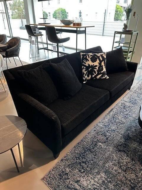 WK Wohnen - Garnitur Brüssel Stoff Diego 8551 90 Black Schwarz Füße Lack Matt Schwarz - 2