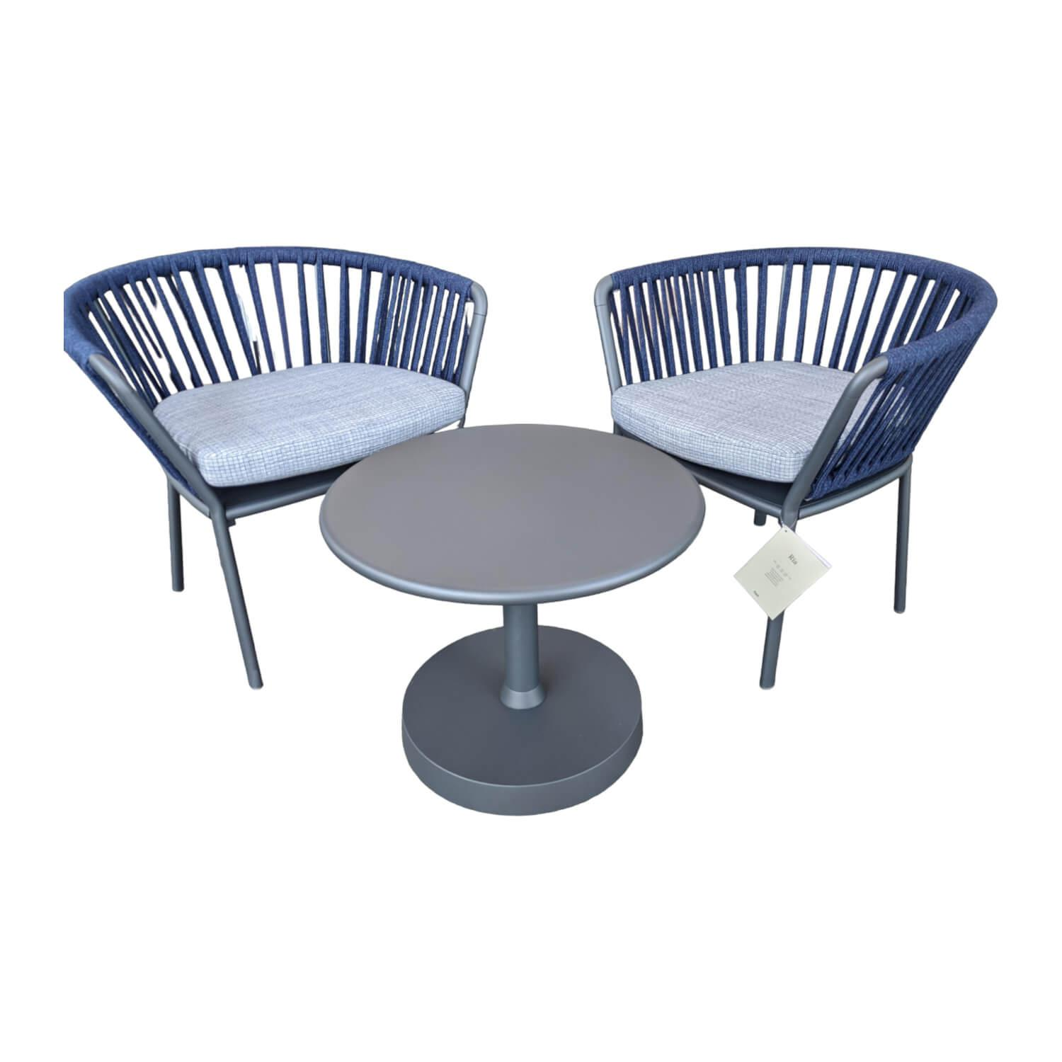 Fast - Outdoor table group Play dark blue powder-coated with lounge chair Ria - 1