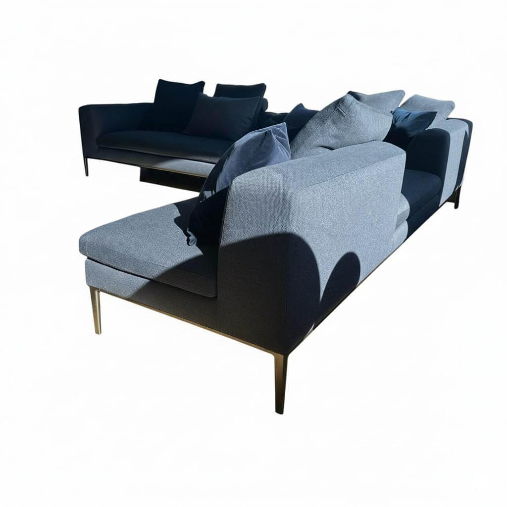 B&B Italia - Ecksofa Michel Stoff Semio 2359850 Dunkelblau Blau Gestell Aluminium Nickel Bronze Schwarz Lackiert - 1