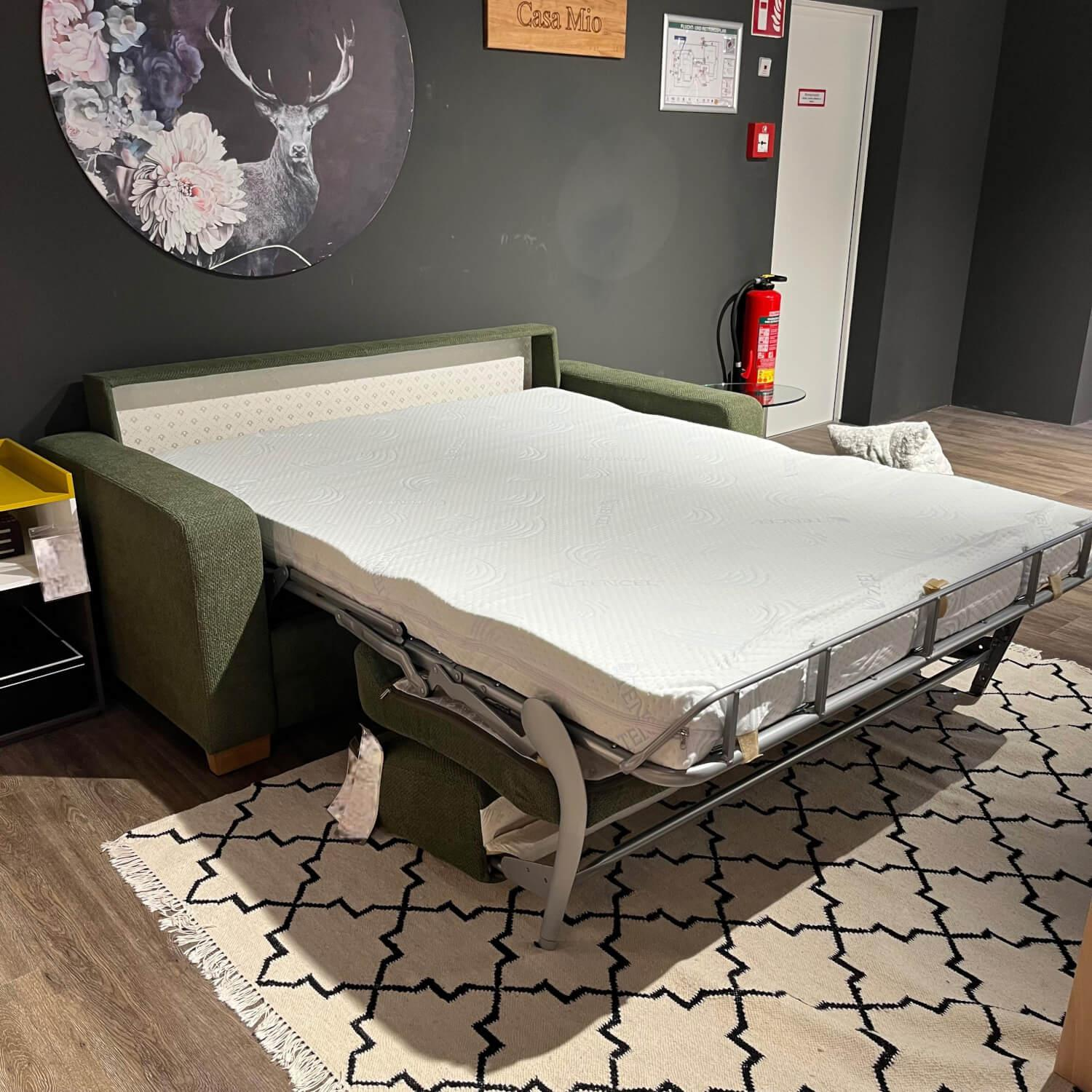 Natura - Schlafsofa Lakeville 1 Stoff PG 4 Grün Füße Eiche Natur Braun Ohne Matratze Und Kissen - 6