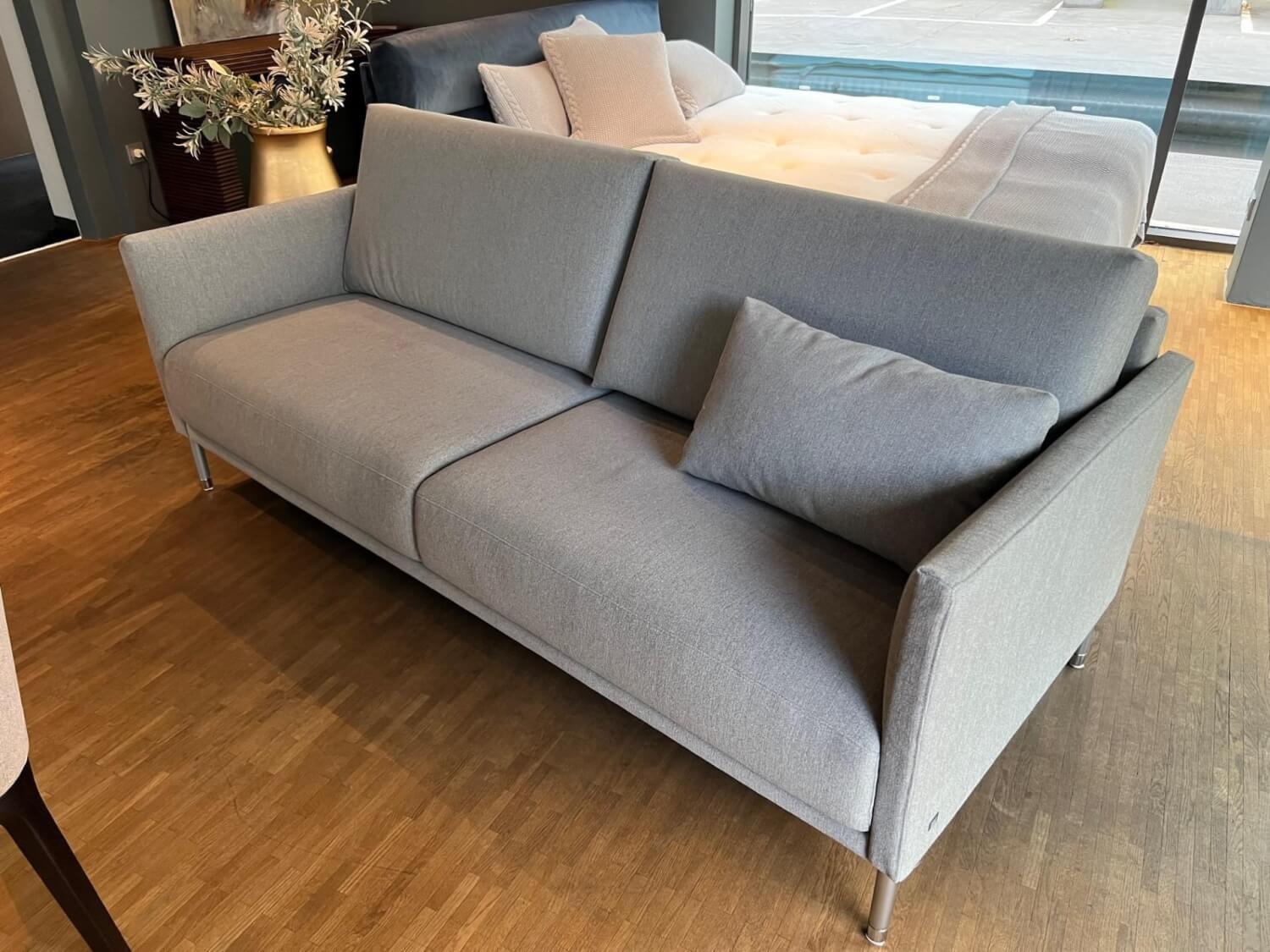 Rolf Benz - Sofa Cara Cover fabric 14.113 Silver gray Base metal round tube matt chrome With felt glides - 5