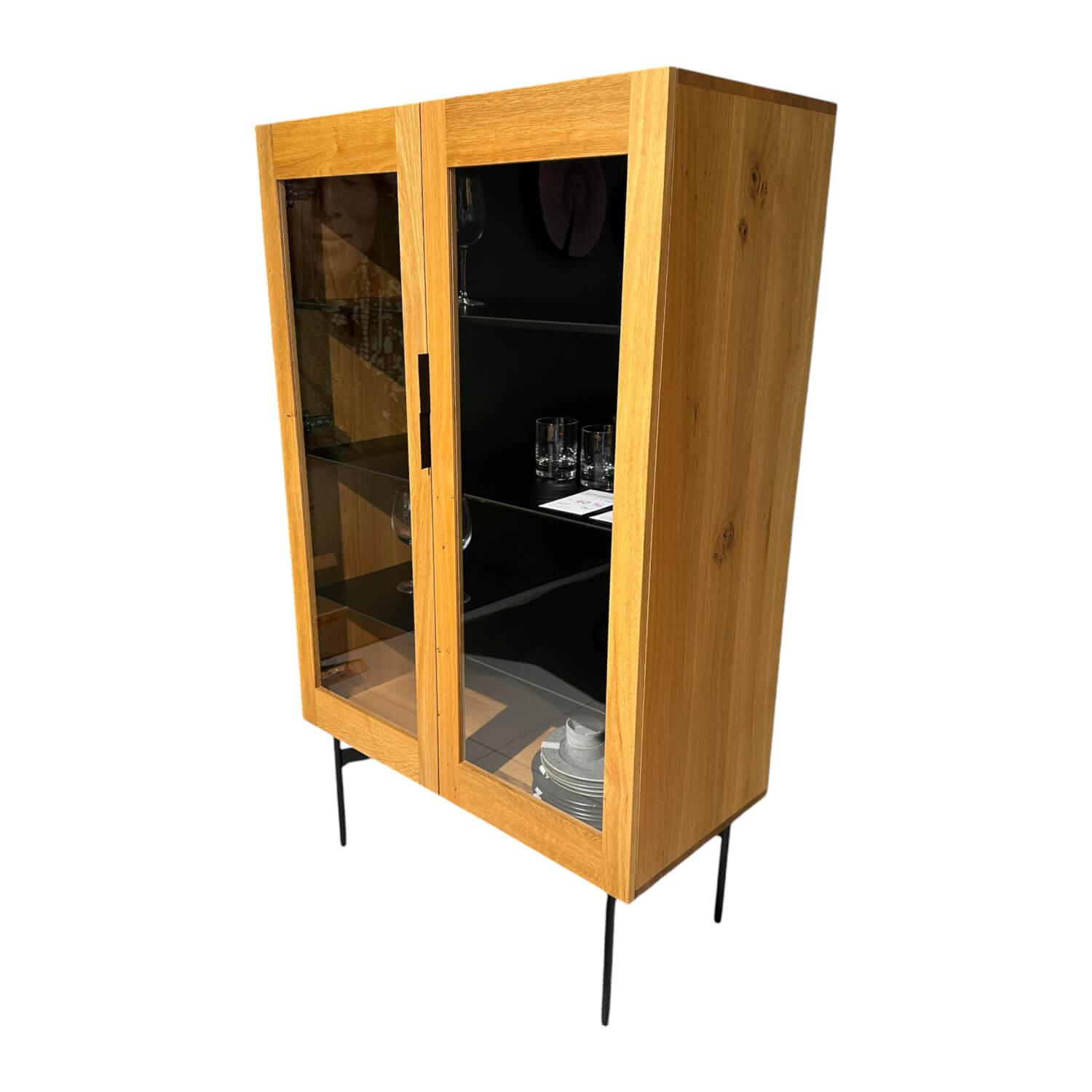 Janua - Vitrine BC 04 Korpus Eiche Natur Geölt Front Glas Innen HPL Compact Schwarz - 1