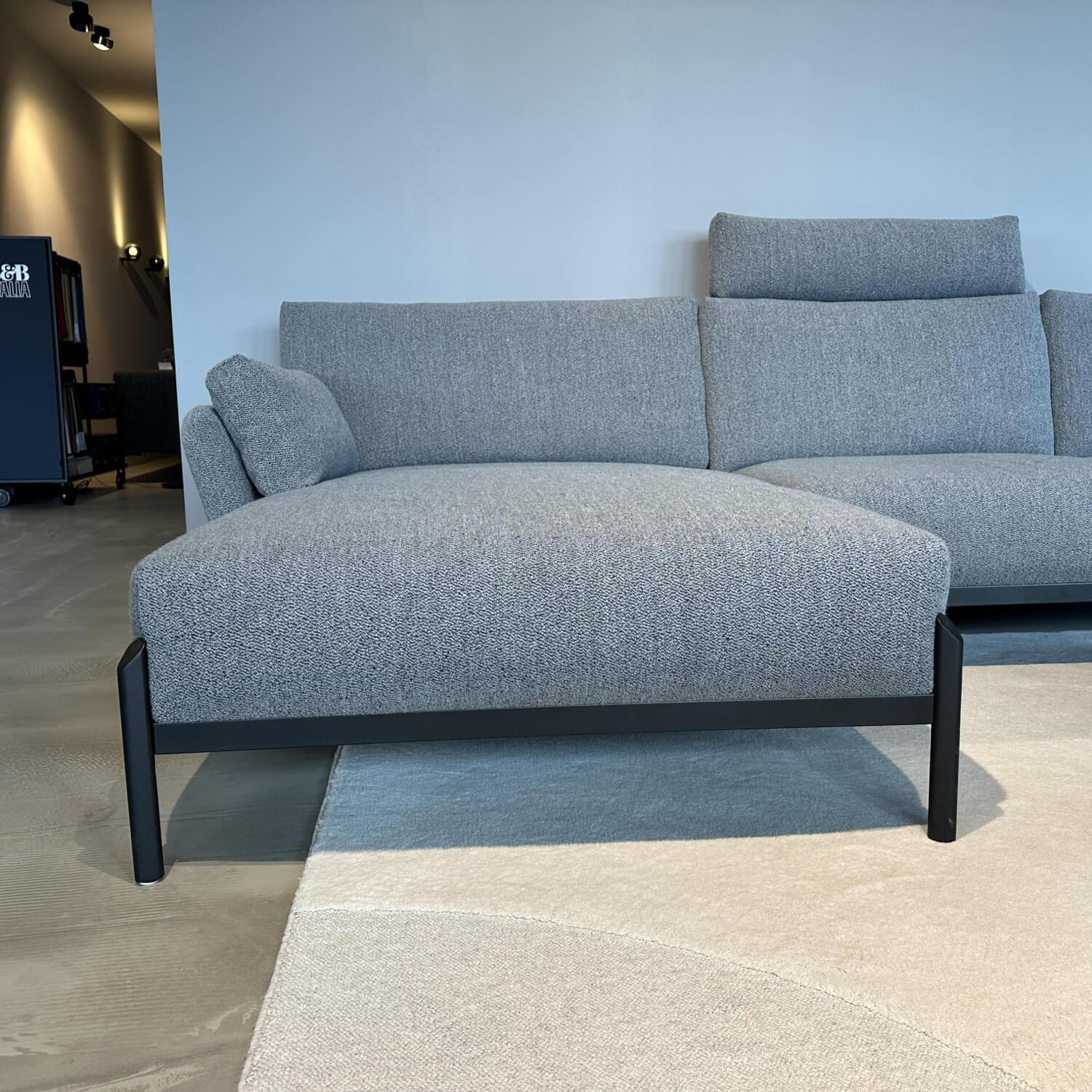 Leolux - Ecksofa Enna Stoff Mondo 007 Piombo Grau Gestell Epoxy Granite Anthrazit Matt Inklusive Kopfstütze - 7