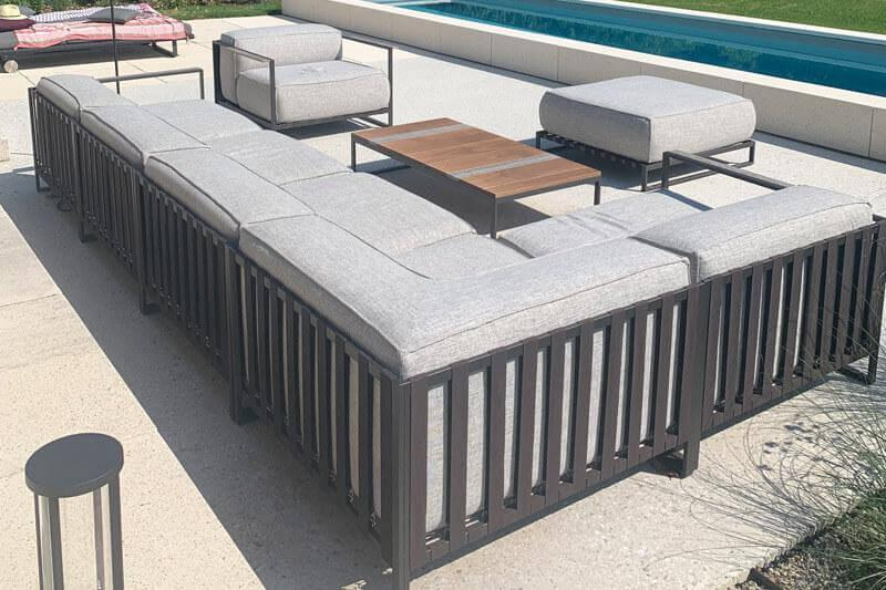 Talenti - Loungegruppe Icon Casilda Outdoor Stoff Melange Grau Gestell Metall Mokka Inklusive Abdeckungen - 3