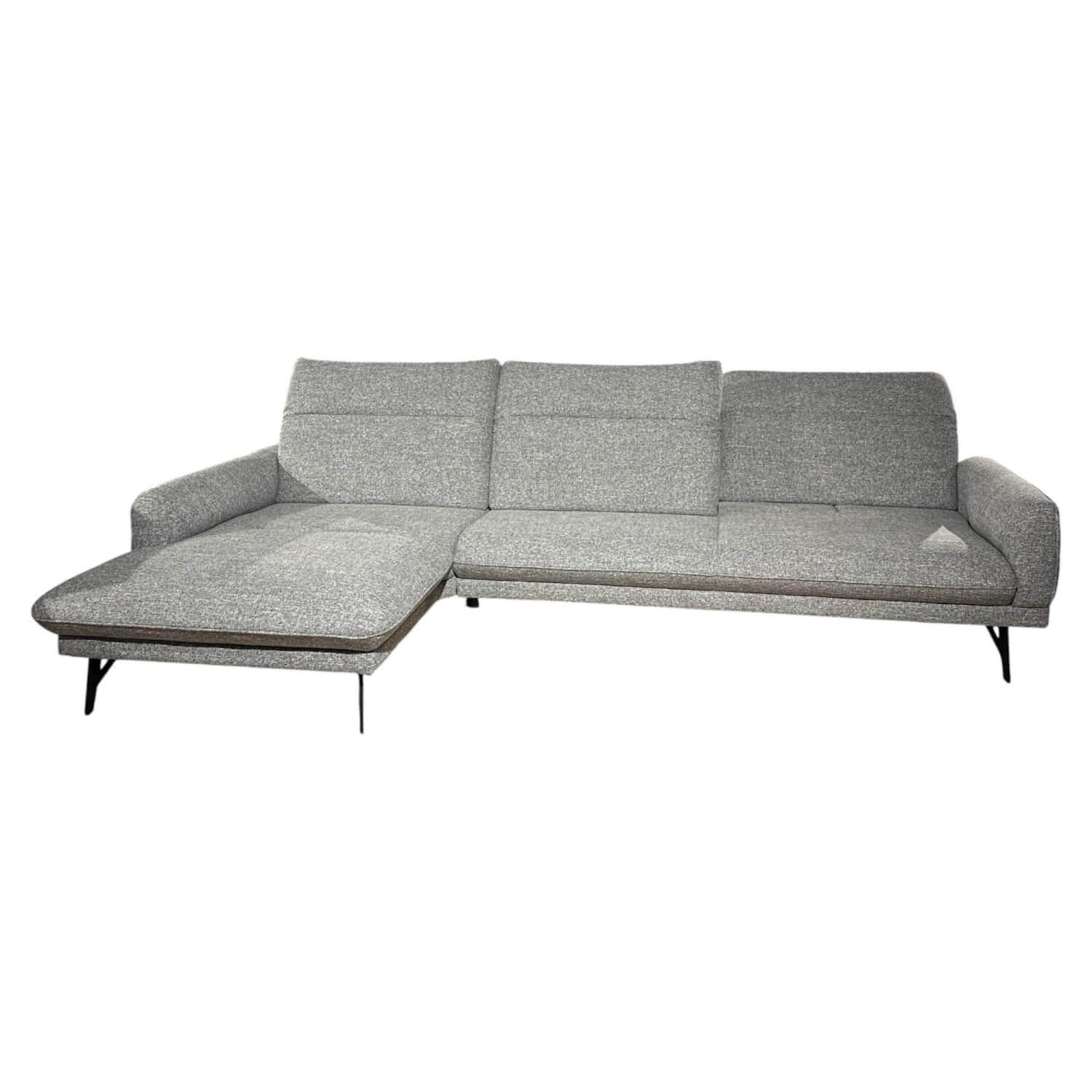 freistil Rolf Benz - Ecksofa 1560 Stoff 10 Bahama Grey Grau Fuß Metall Anthrazit - 1