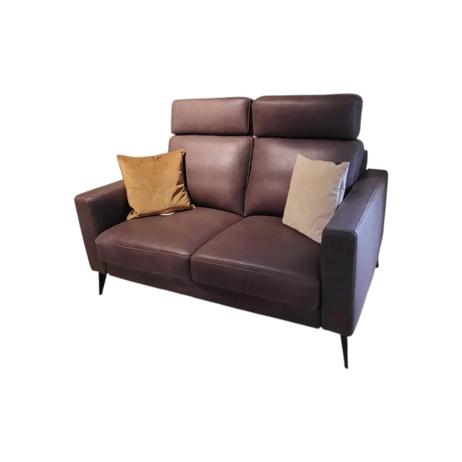 Comfort Republic - Sofa Anna Leder W10 Brown Braun Gestell Metall MF3 Schwarz Mit Motorischem Sitzauszug - 1