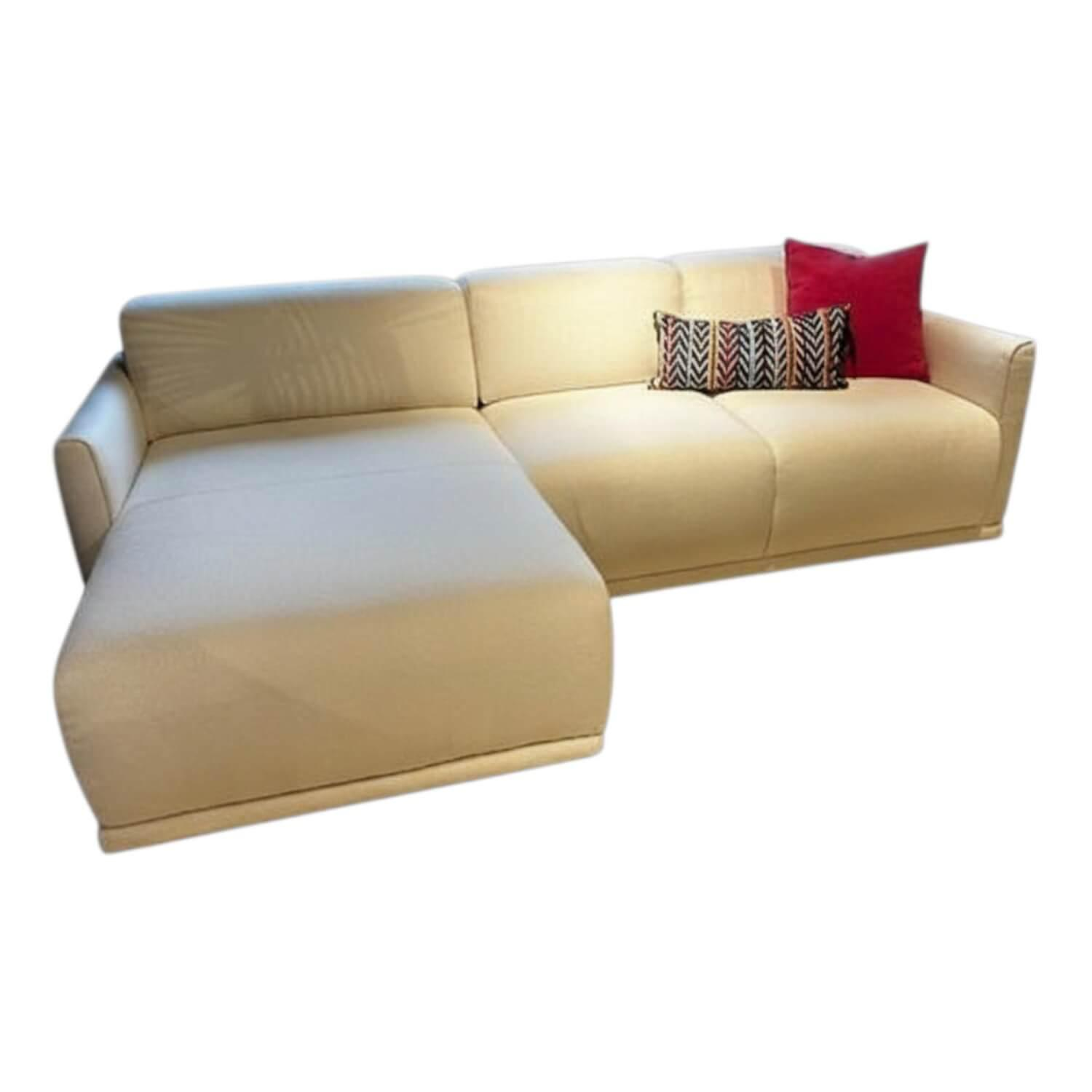 Christine Kröncke - Schlafsofa Bente Stoff Matteo Ecrue 090 Beige Grau Füße Schwarz Mit Longchair - 1