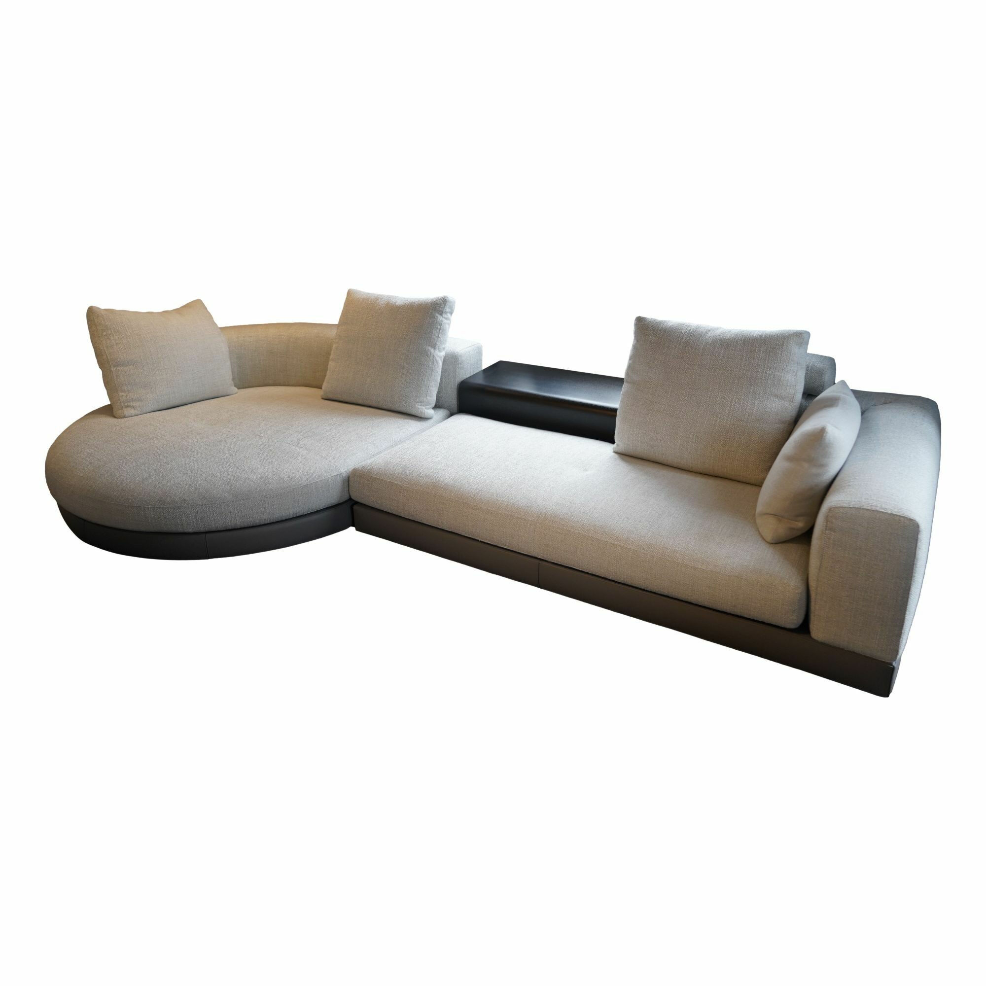 Minotti - Wohnlandschaft Connery Stoff Kita Melange Ghiaccio 03 Cat. G Creme Grau mit 4 Kissen - 1