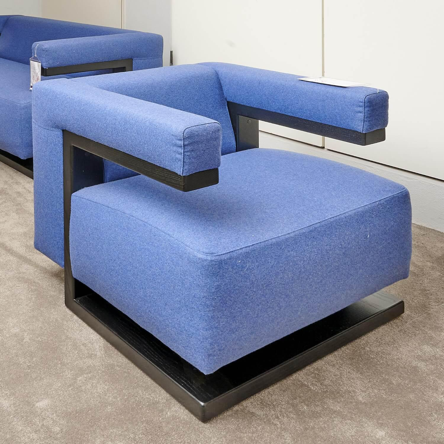Tecta - Sessel Gropius F51 Stoff Dama 0077 Blau Gestell Esche Schwarz - 4