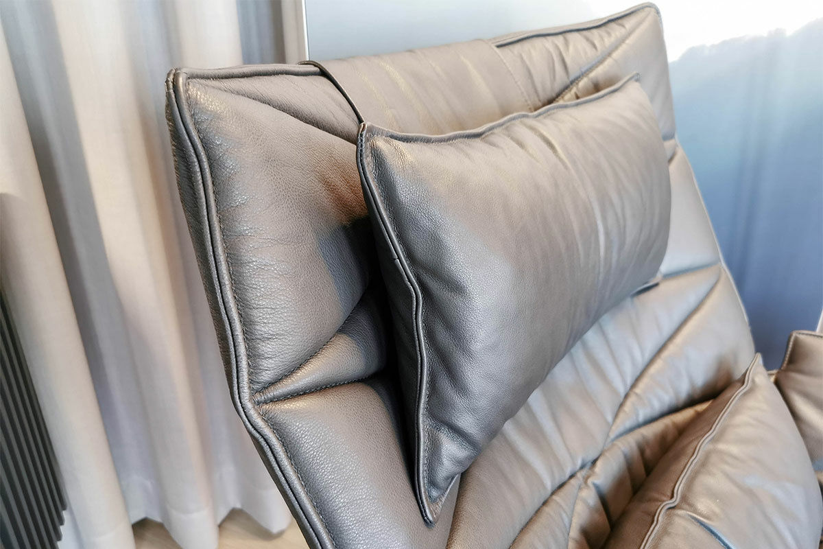 KFF - Loungesessel Nest Leder Sauvage 8102 Anthrazit Schale Anthrazit Gestell Aluminium mit Hocker - 4